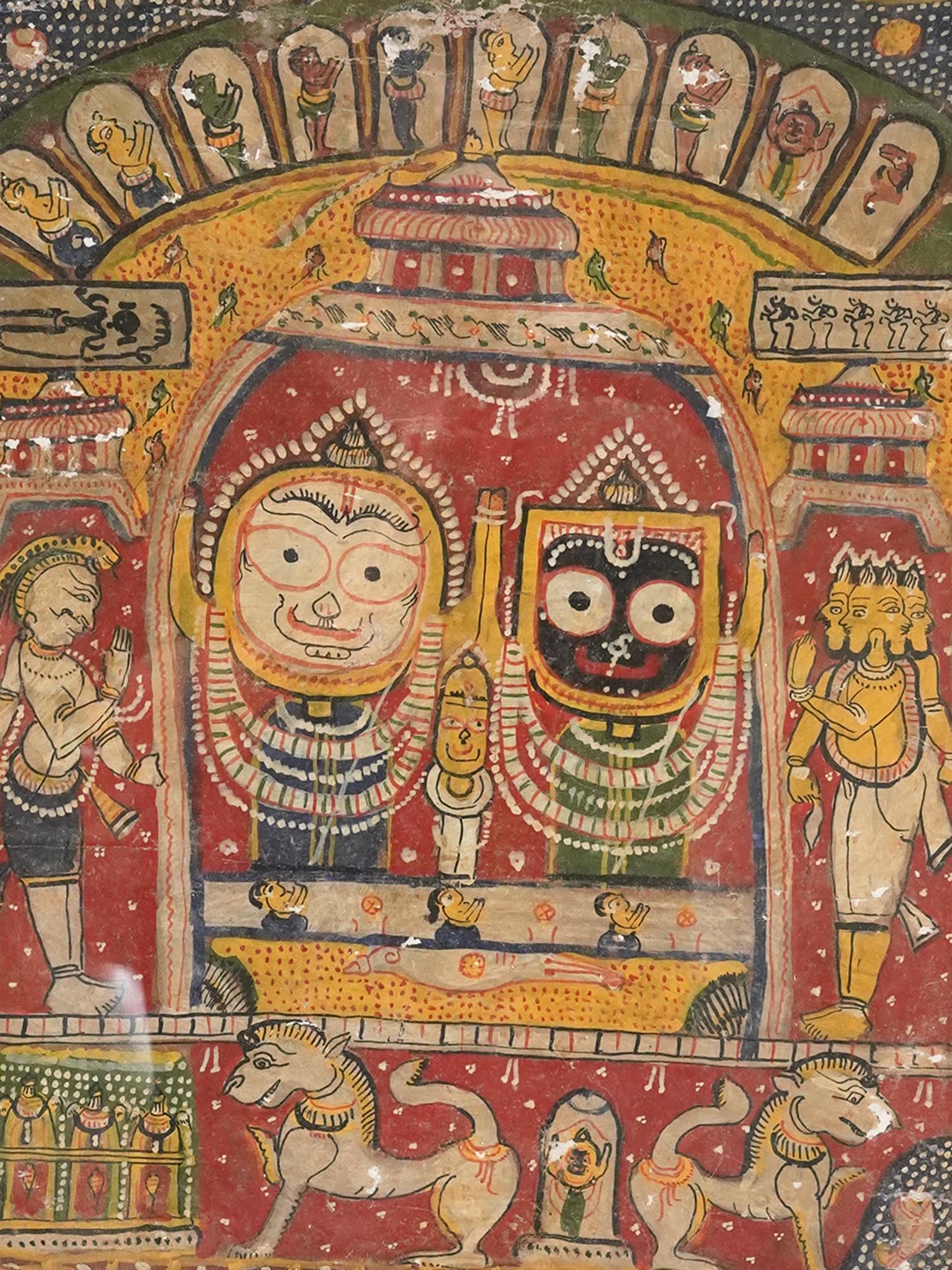 19TH C INDIAN PIRU ORISSA TEMPLE PIGMENT PAINTING PIC-1