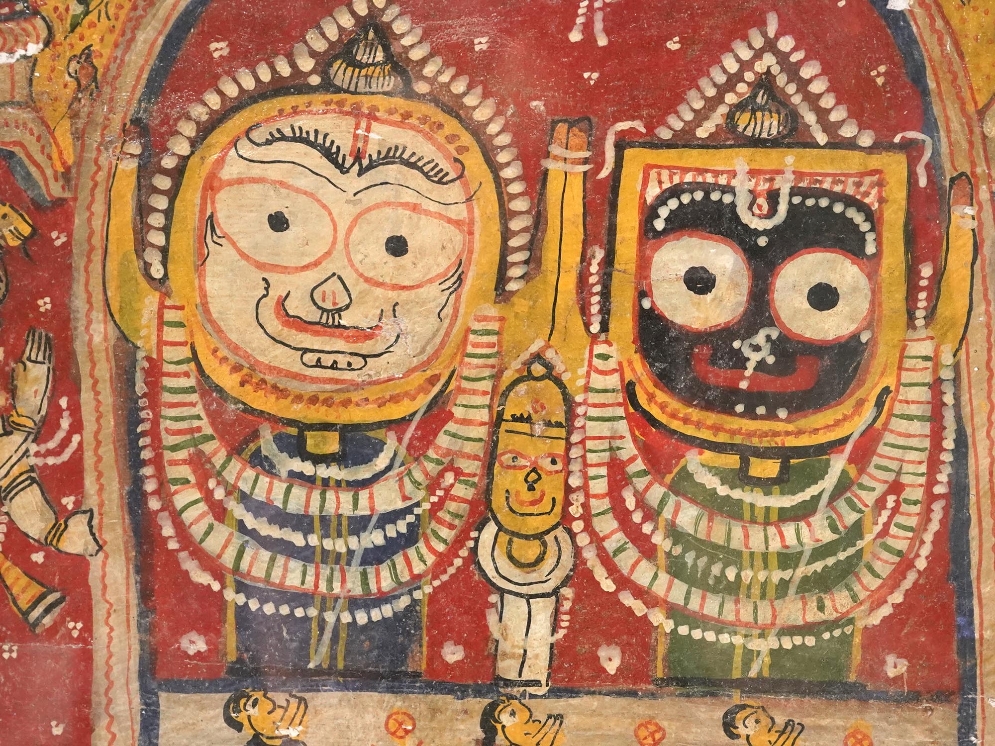 19TH C INDIAN PIRU ORISSA TEMPLE PIGMENT PAINTING PIC-2