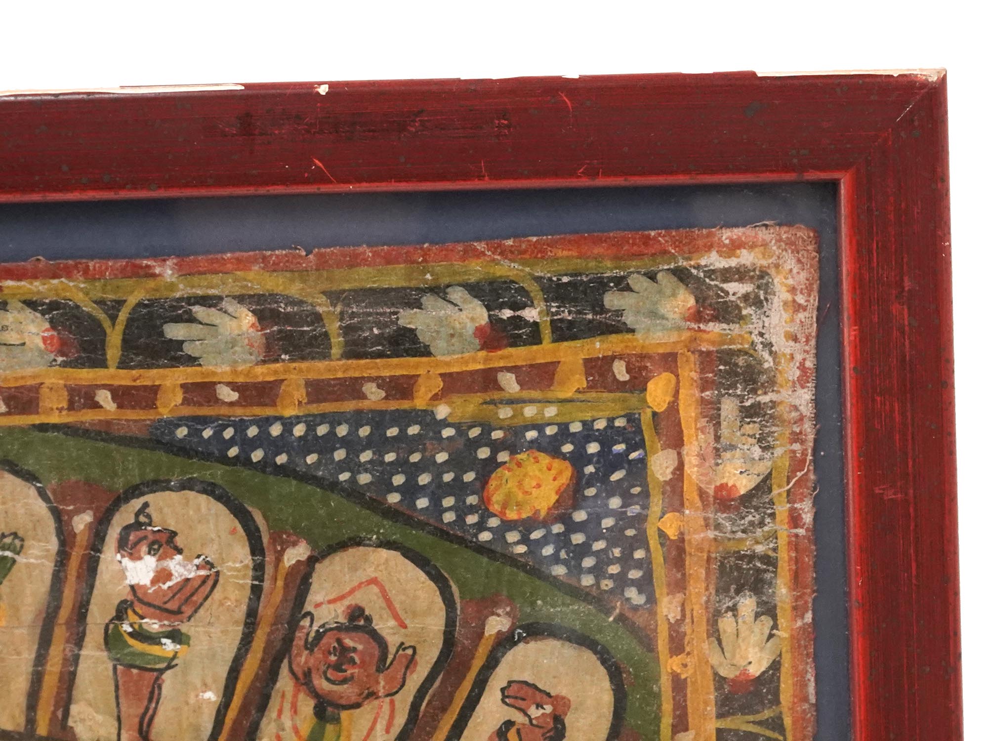 19TH C INDIAN PIRU ORISSA TEMPLE PIGMENT PAINTING PIC-3