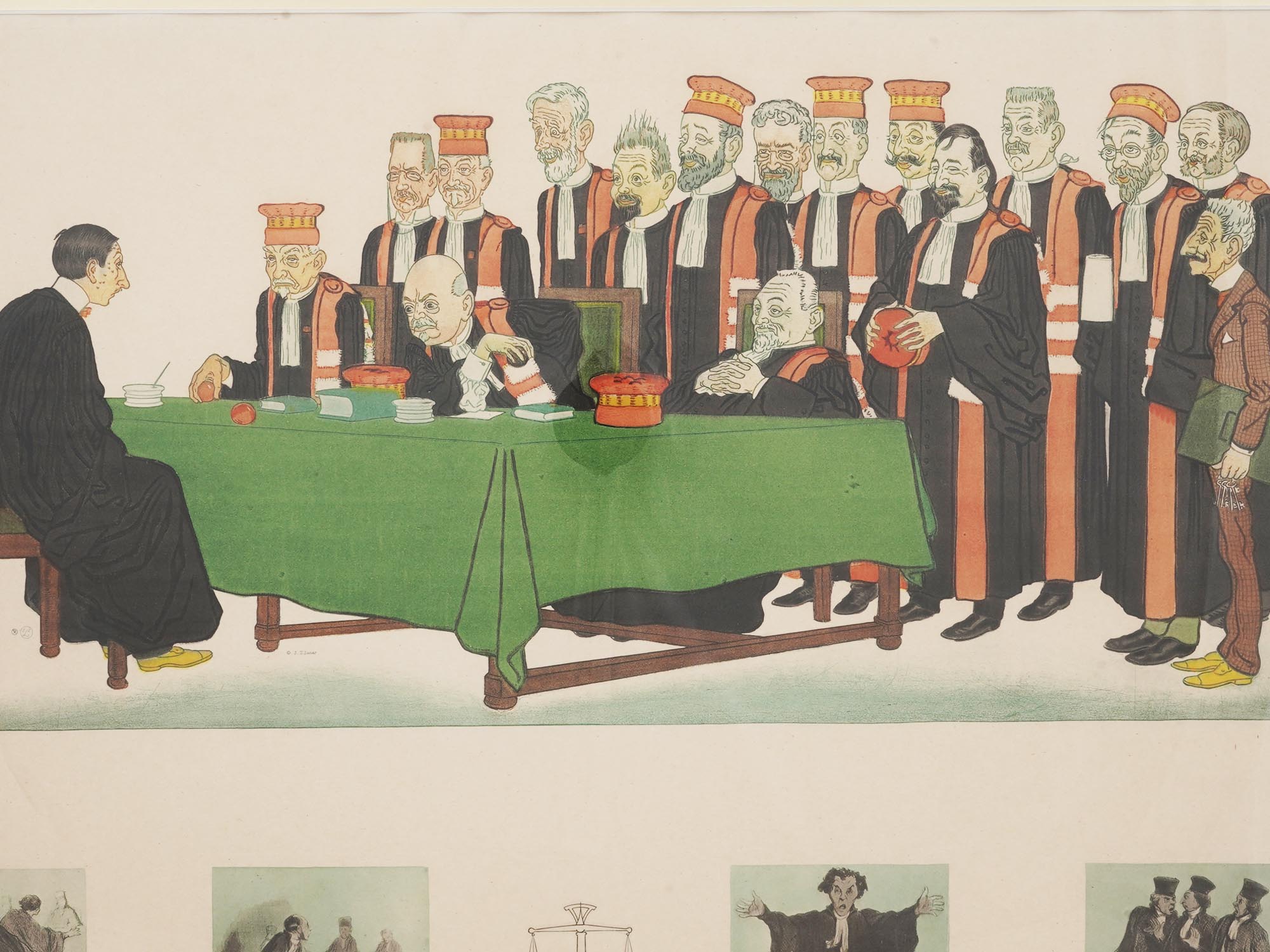 ADRIEN BARRERE FRENCH LITHOGRAPH PASSING THE BAR PIC-2