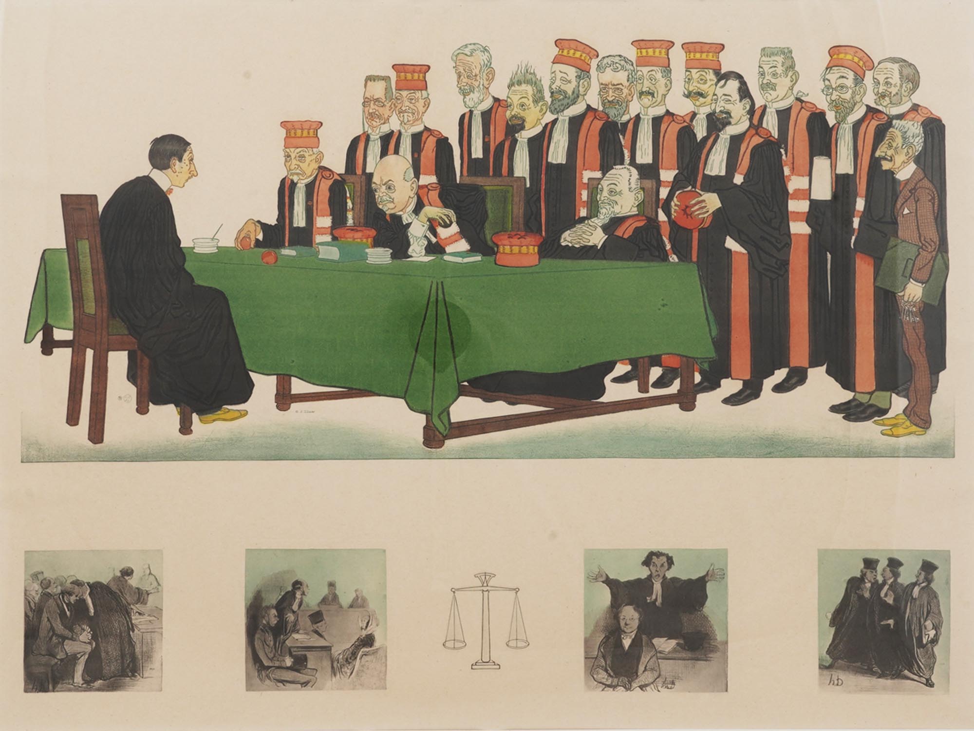 ADRIEN BARRERE FRENCH LITHOGRAPH PASSING THE BAR PIC-1