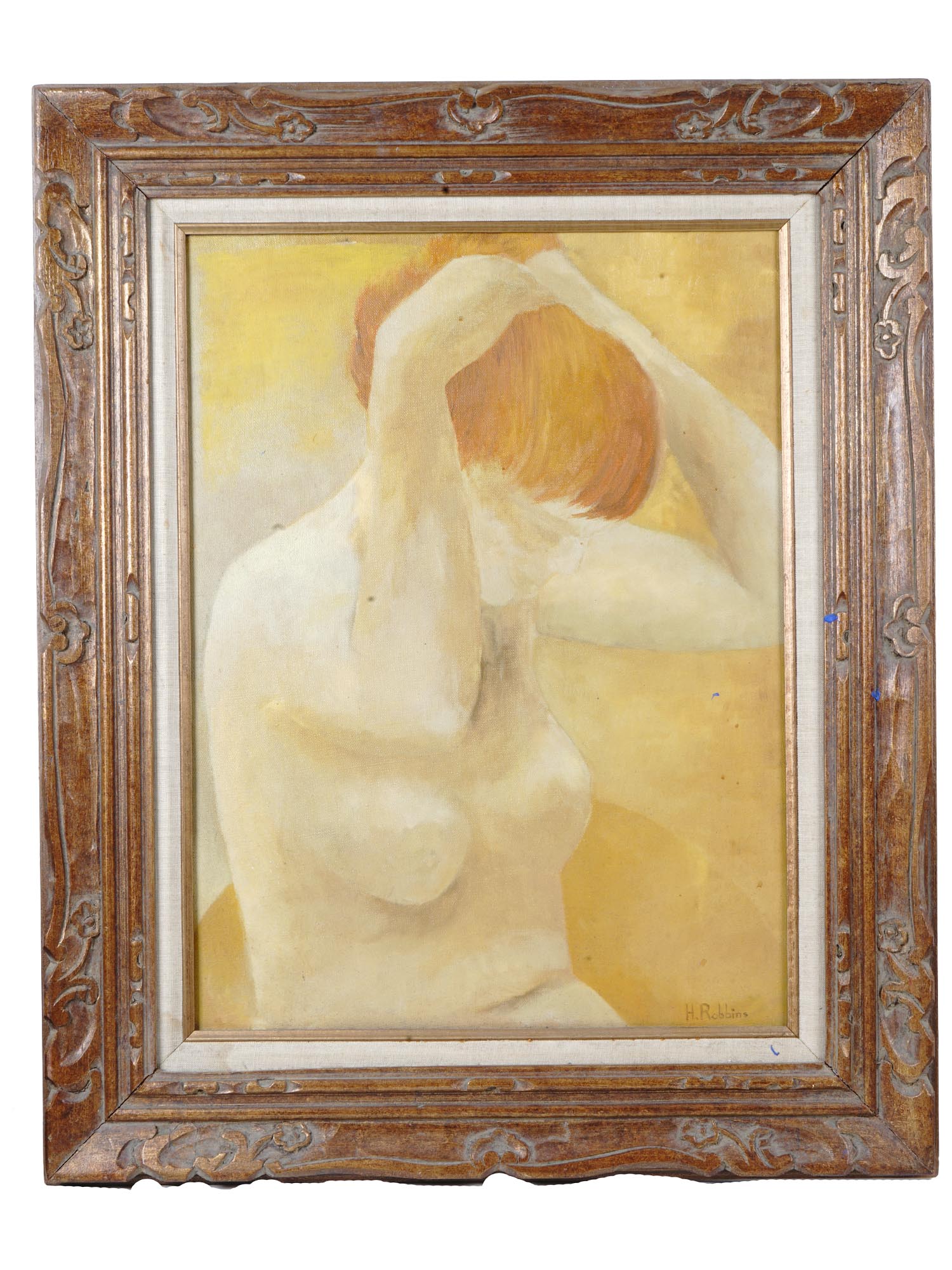 MID CENT FEMALE NUDE OIL PAINTING BY H. ROBBINS PIC-0