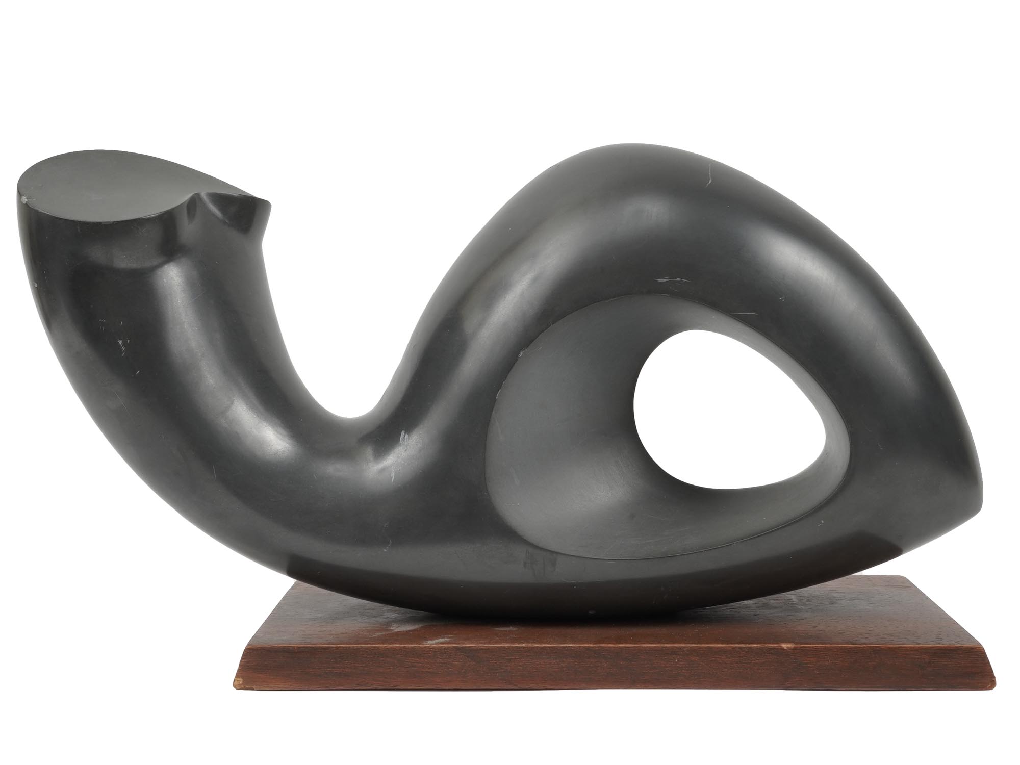 MICHAEL BARKIN ABSTRACT BLACK ONYX SCULPTURE PIC-1