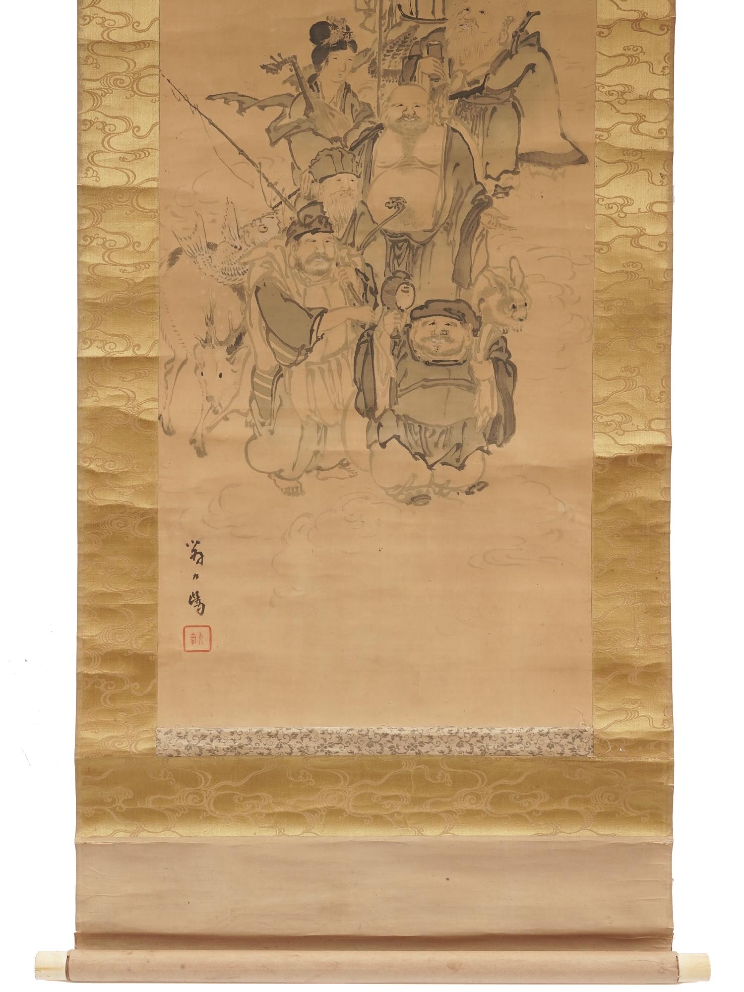 CHINESE WATERCOLOR PAINTING ON SILK SCROLL SIGNED PIC-3