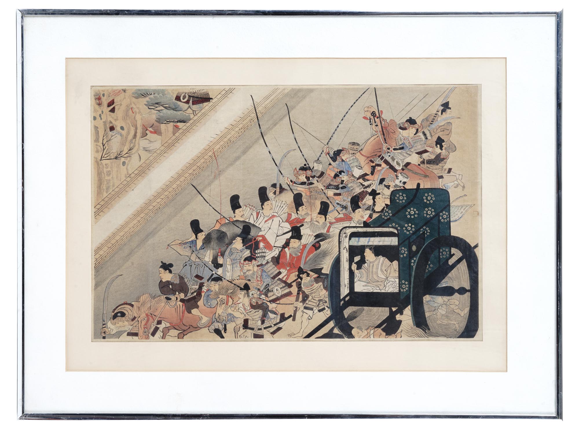 JAPANESE WOODBLOCK OF A MEDIEVAL BATTLE SCENE PIC-0
