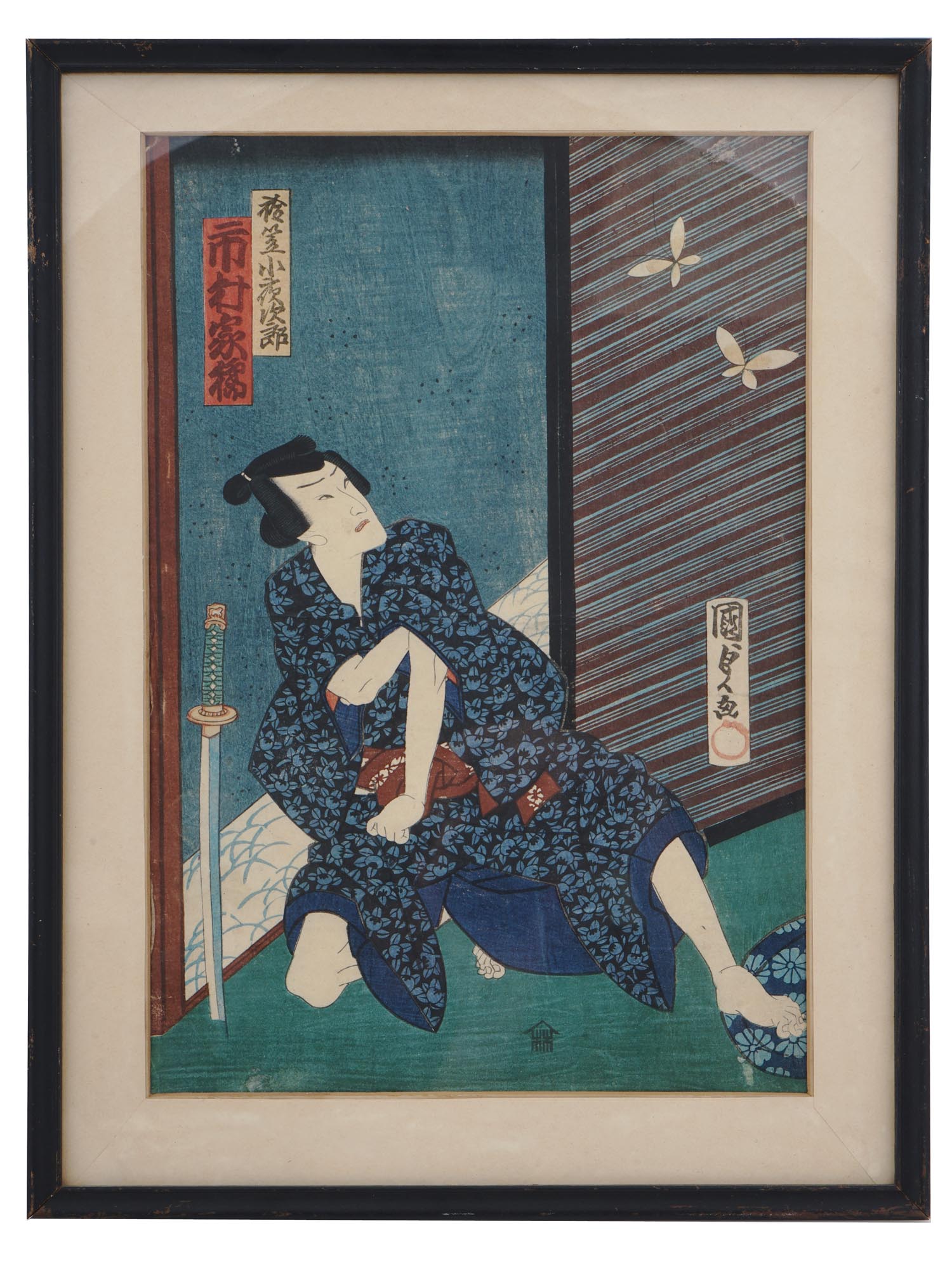 JAPANESE UTAGAWA SCHOOL WOODBLOCK OF KABUKI SCENE PIC-0