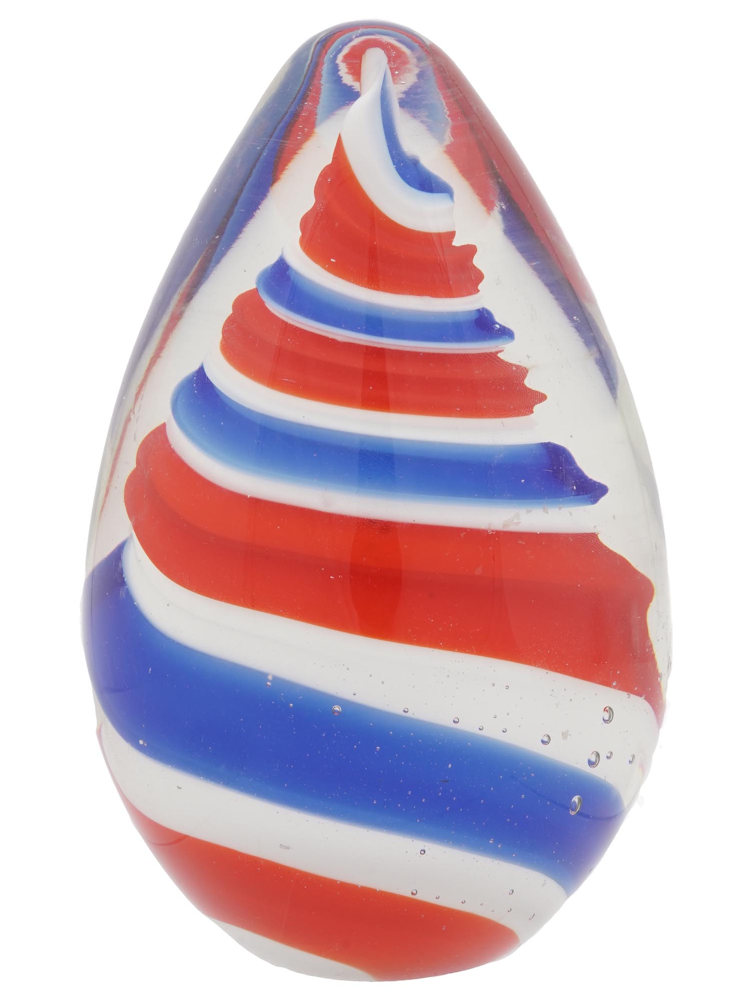 MURANO MANNER EGG SHAPED SWIRL GLASS PAPERWEIGHT PIC-1