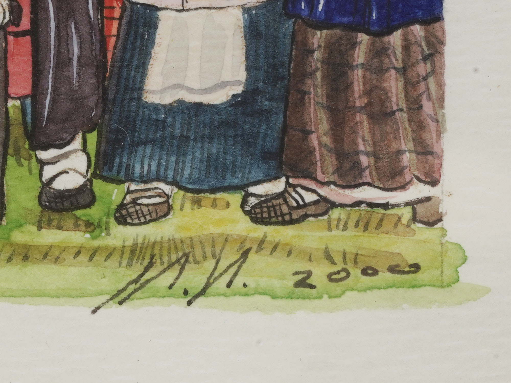 2000 RUSSIAN PEASANTS WATERCOLOR PAINTING SIGNED PIC-5