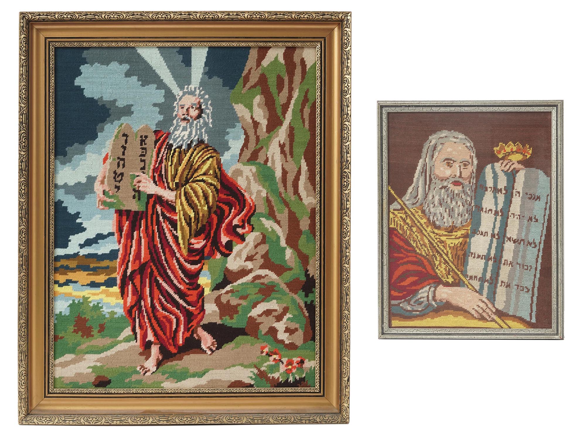 JUDAICA EMBROIDERY MOSES WITH TABLETS OF COVENANT PIC-0