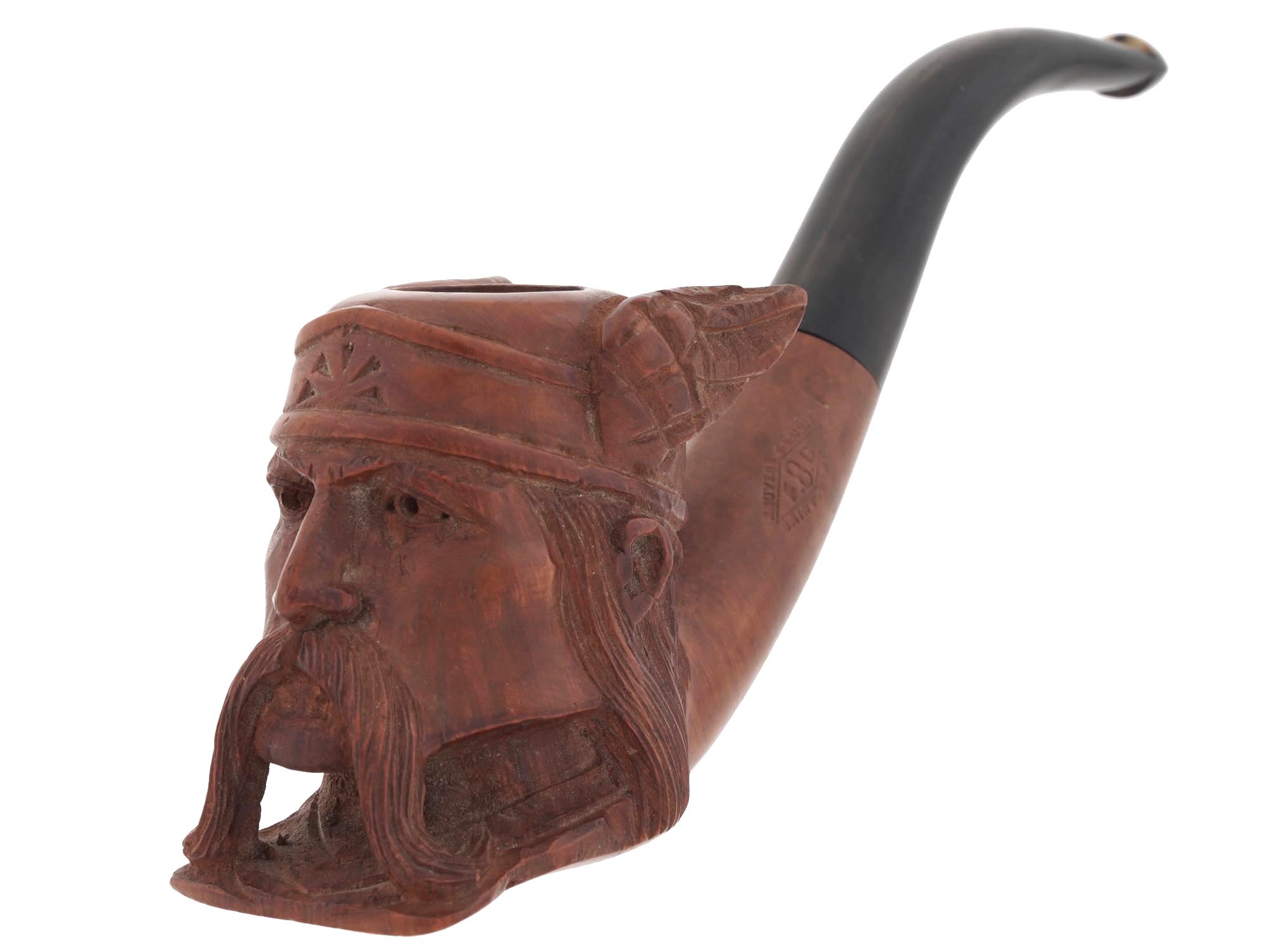 FRENCH SAINT CLAUDE HAND CARVED HEAD TOBACCO PIPE PIC-0