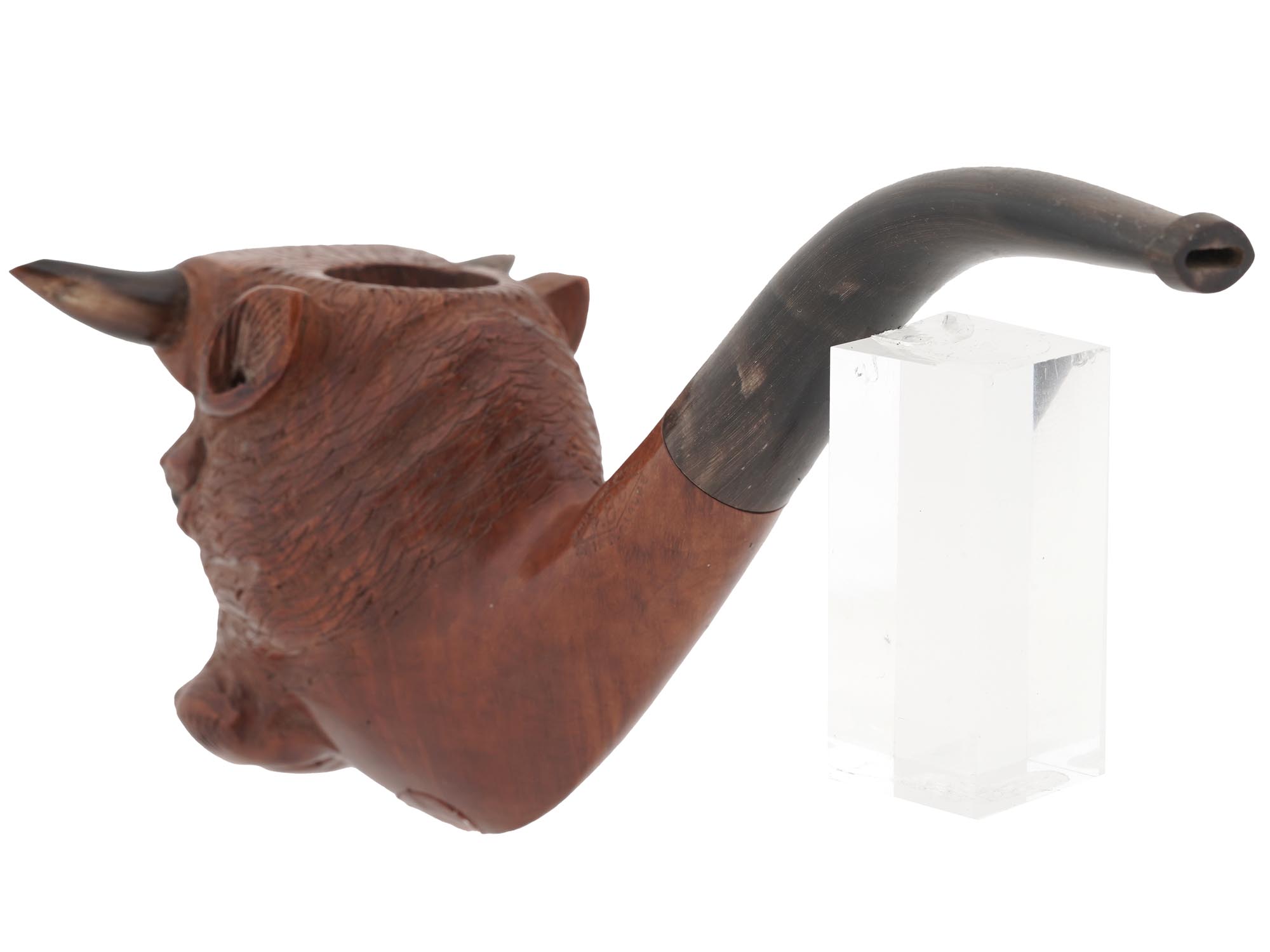 FRENCH SAINT CLAUDE HAND CARVED HEAD TOBACCO PIPE PIC-2