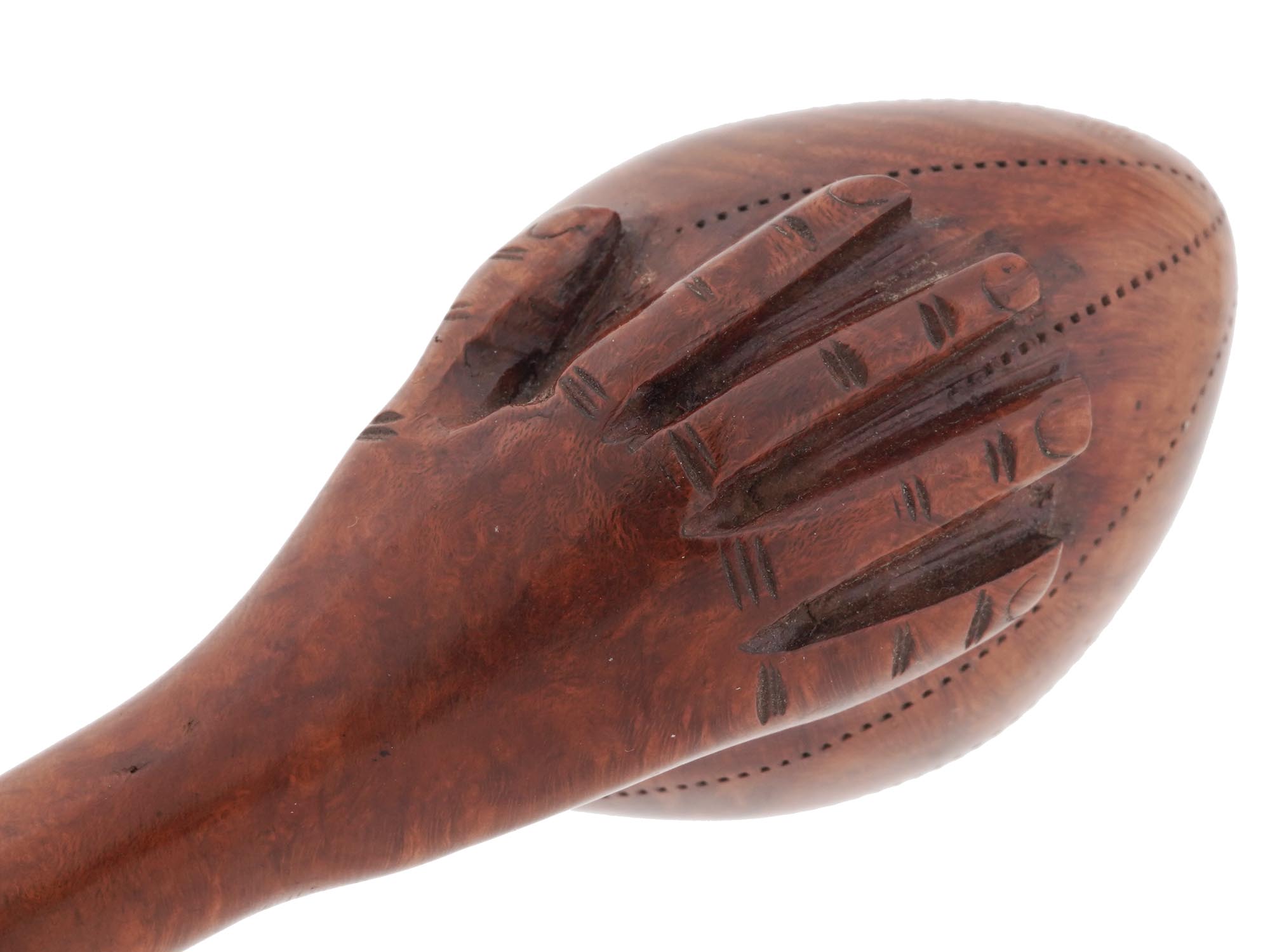 FIGURAL RUGBY BALL HAND CARVED WOOD TOBACCO PIPE PIC-4