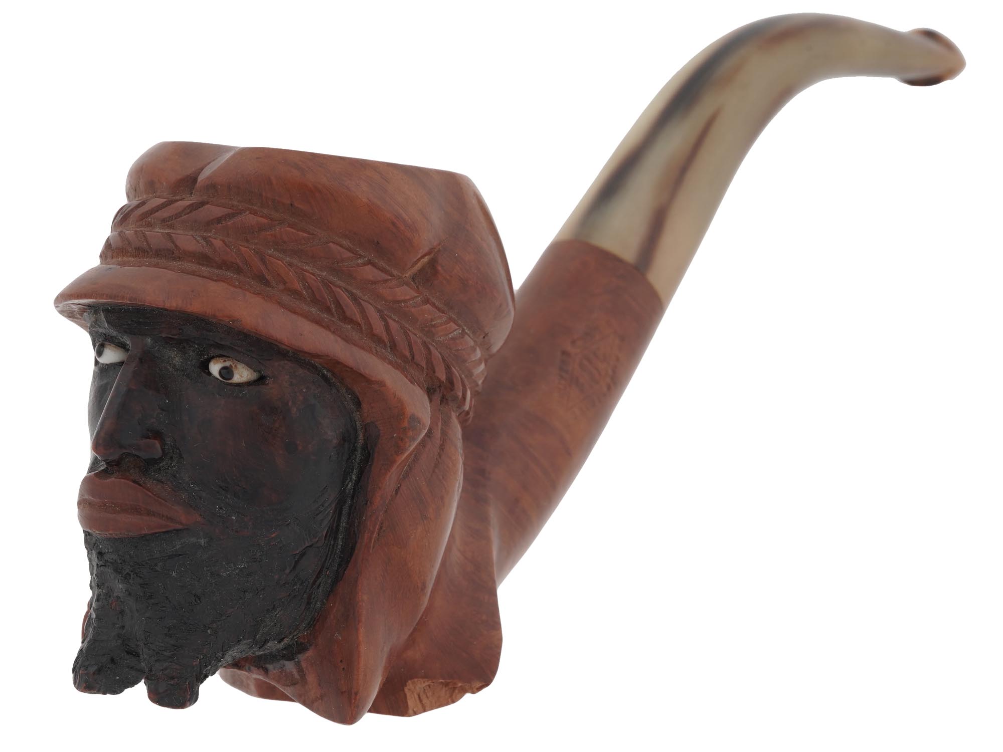 FRENCH SAINT CLAUDE HAND CARVED HEAD TOBACCO PIPE PIC-1