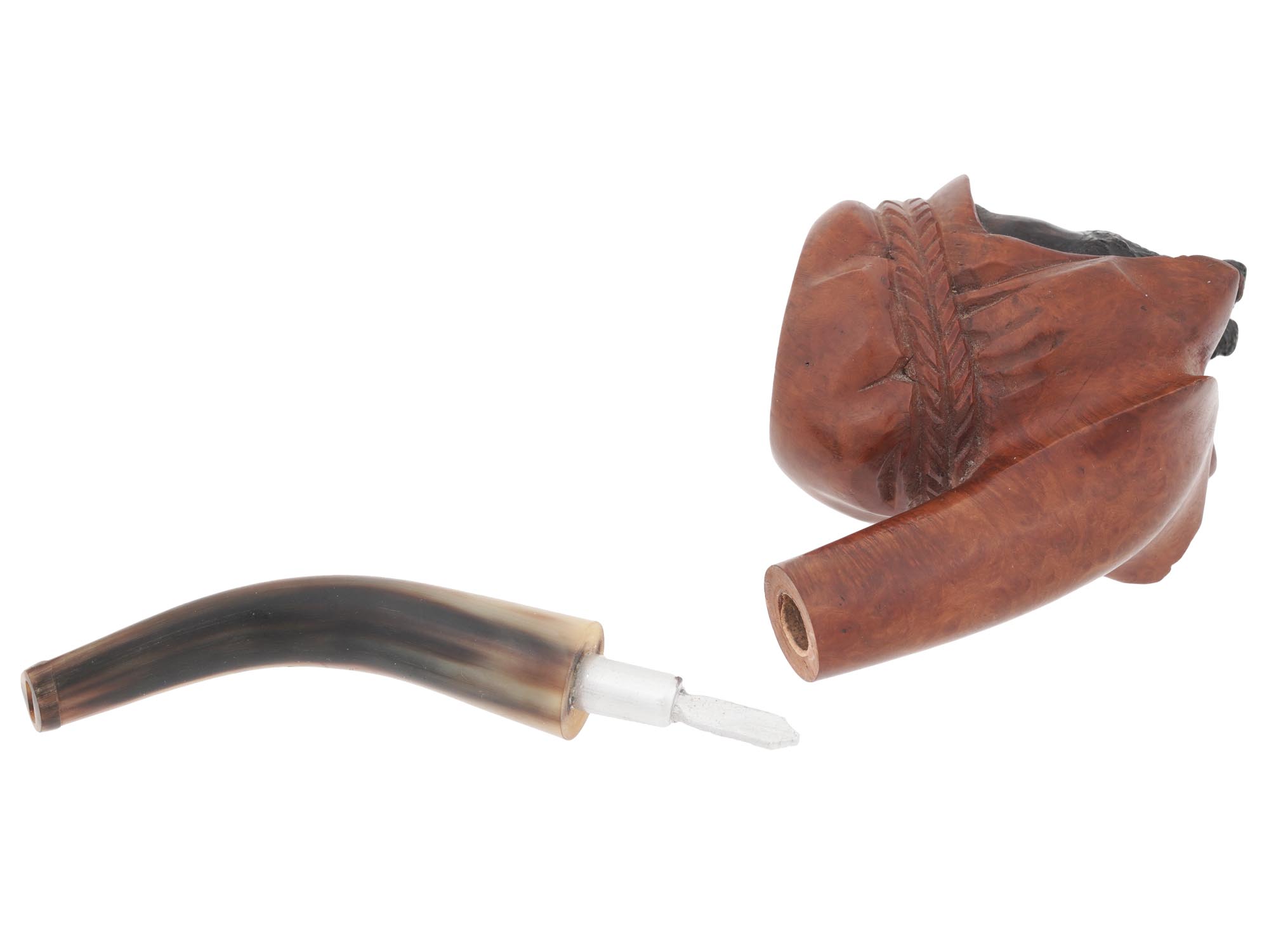 FRENCH SAINT CLAUDE HAND CARVED HEAD TOBACCO PIPE PIC-5