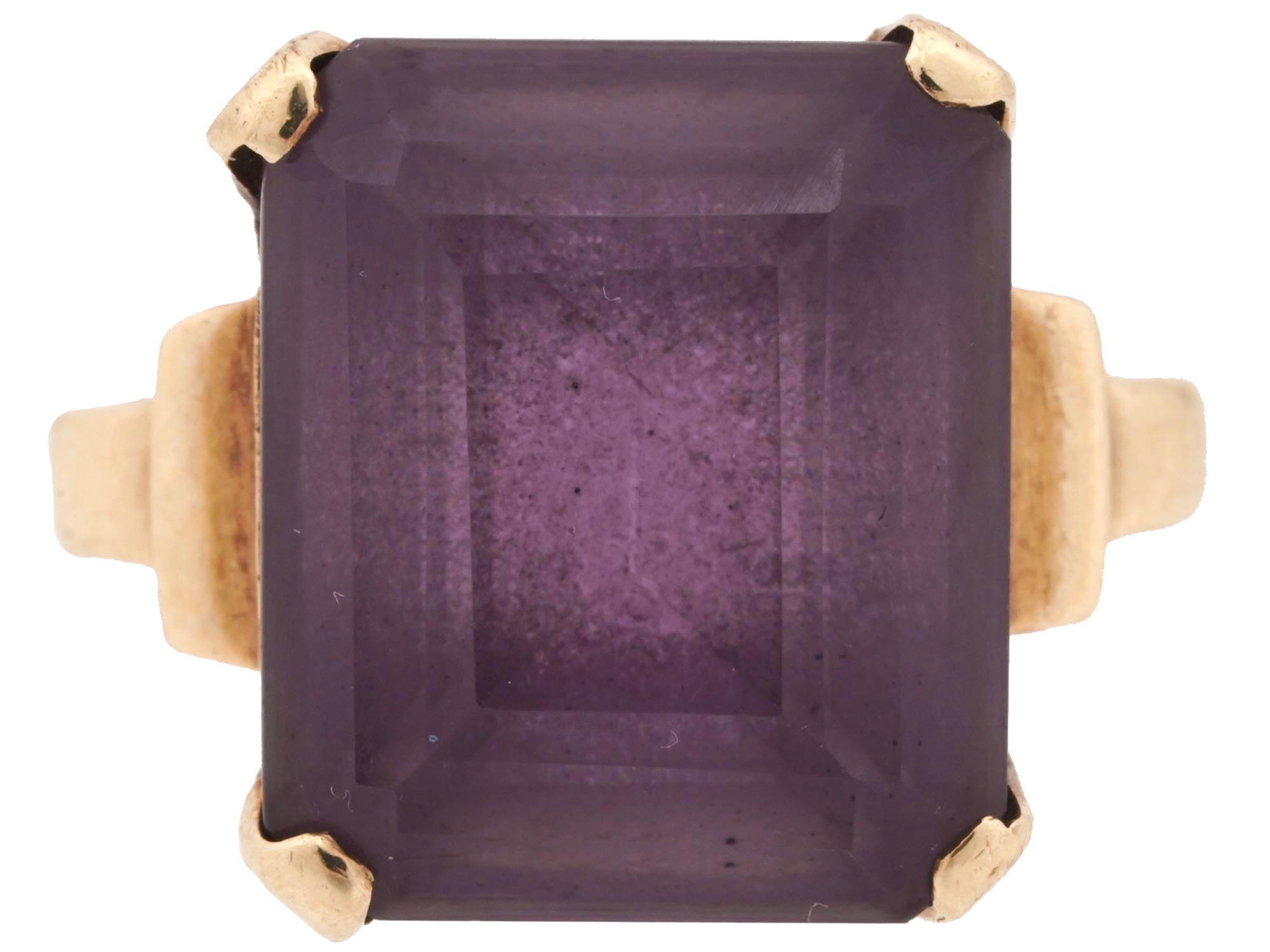 14K YELLOW GOLD AND AMETHYST STONE JEWELRY RING PIC-0