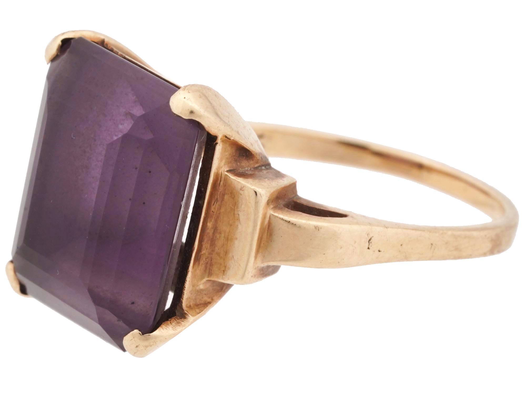 14K YELLOW GOLD AND AMETHYST STONE JEWELRY RING PIC-1