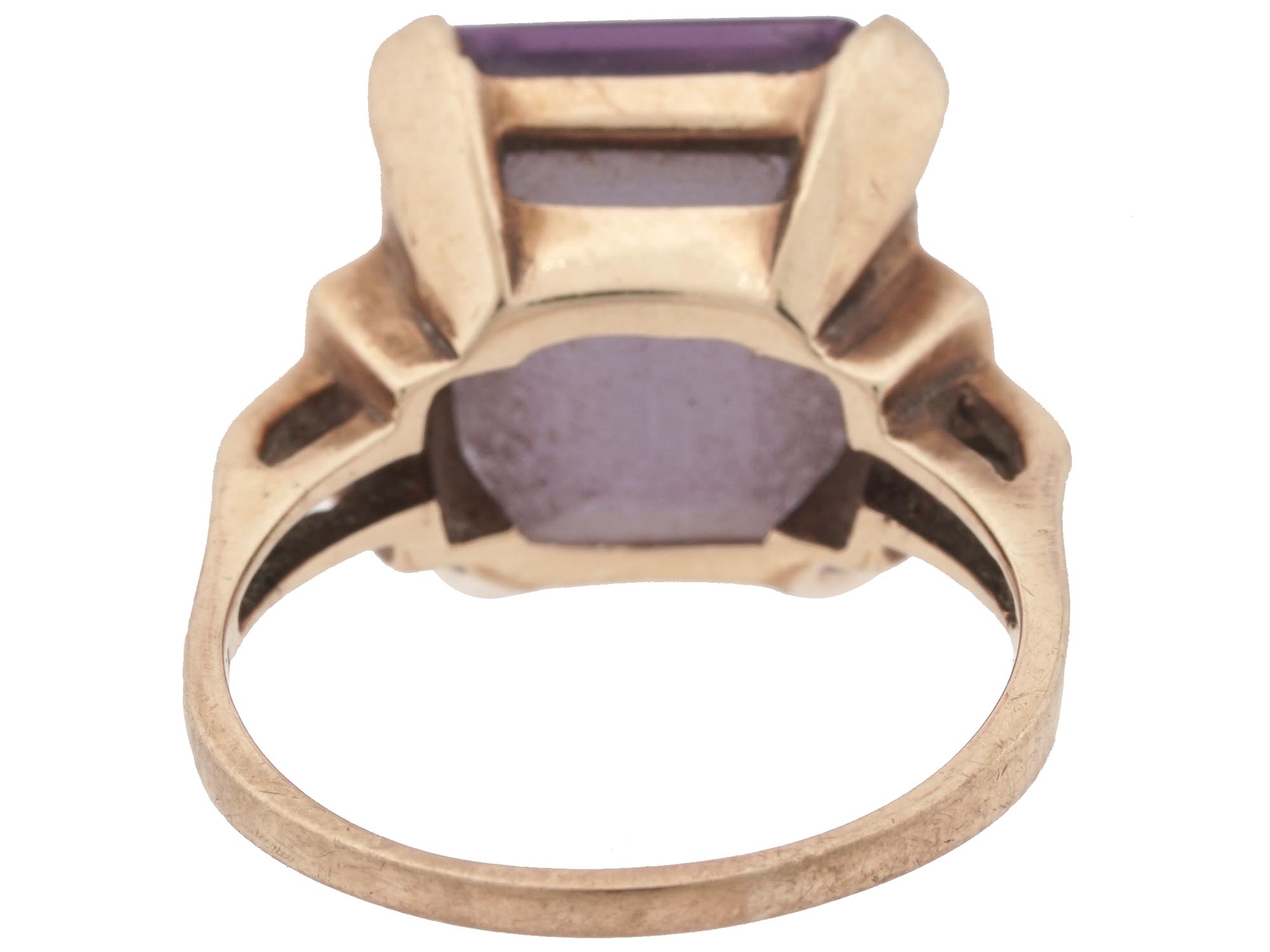 14K YELLOW GOLD AND AMETHYST STONE JEWELRY RING PIC-3