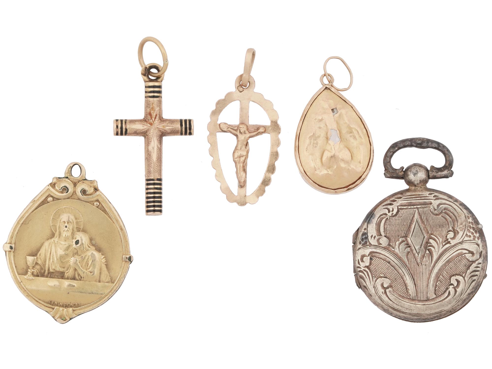 VINTAGE 14K GOLD RELIGIOUS PENDANTS AND MORE PIC-0