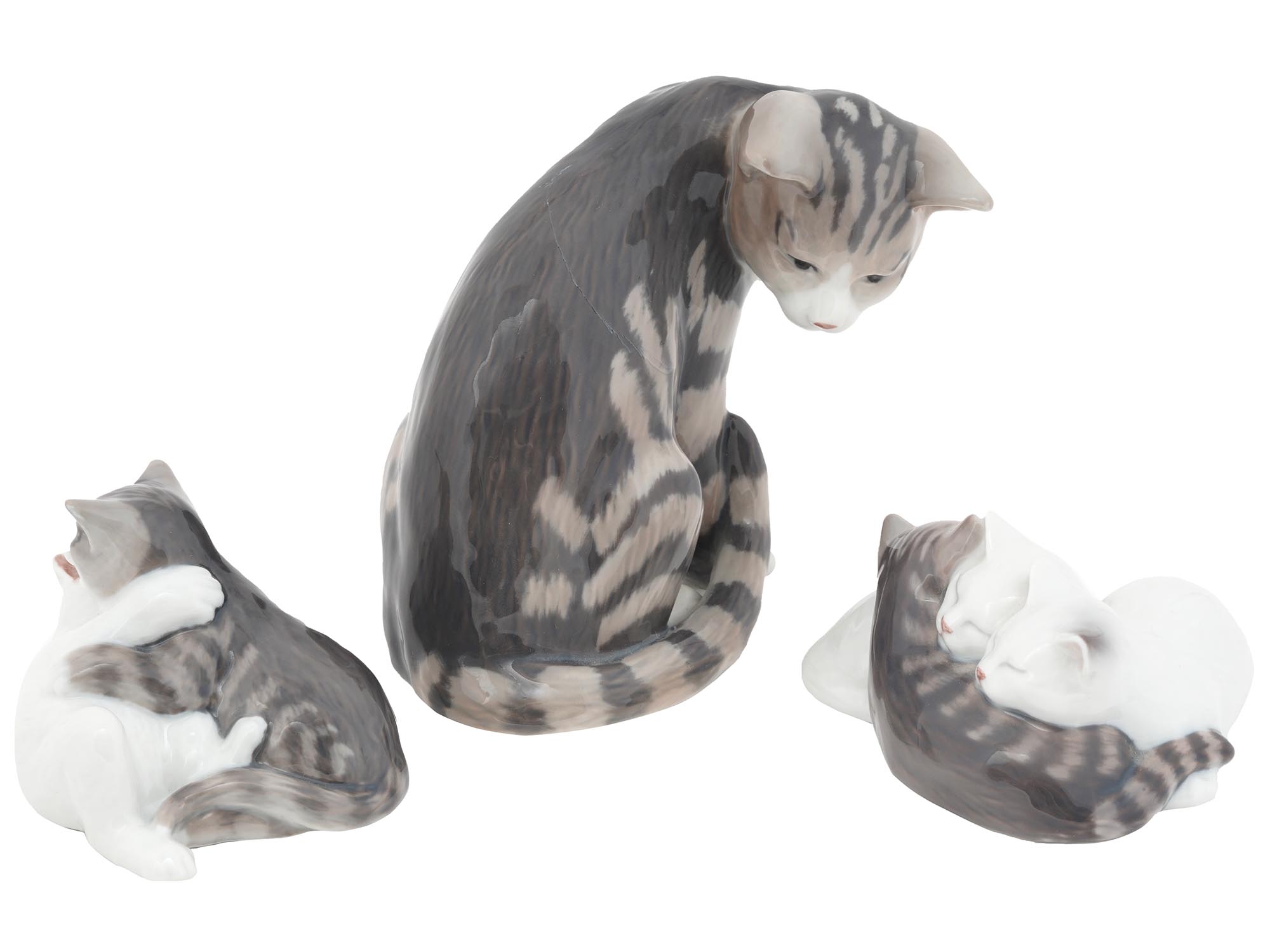 1990S ROYAL COPENHAGEN PORCELAIN CAT FIGURINES PIC-1