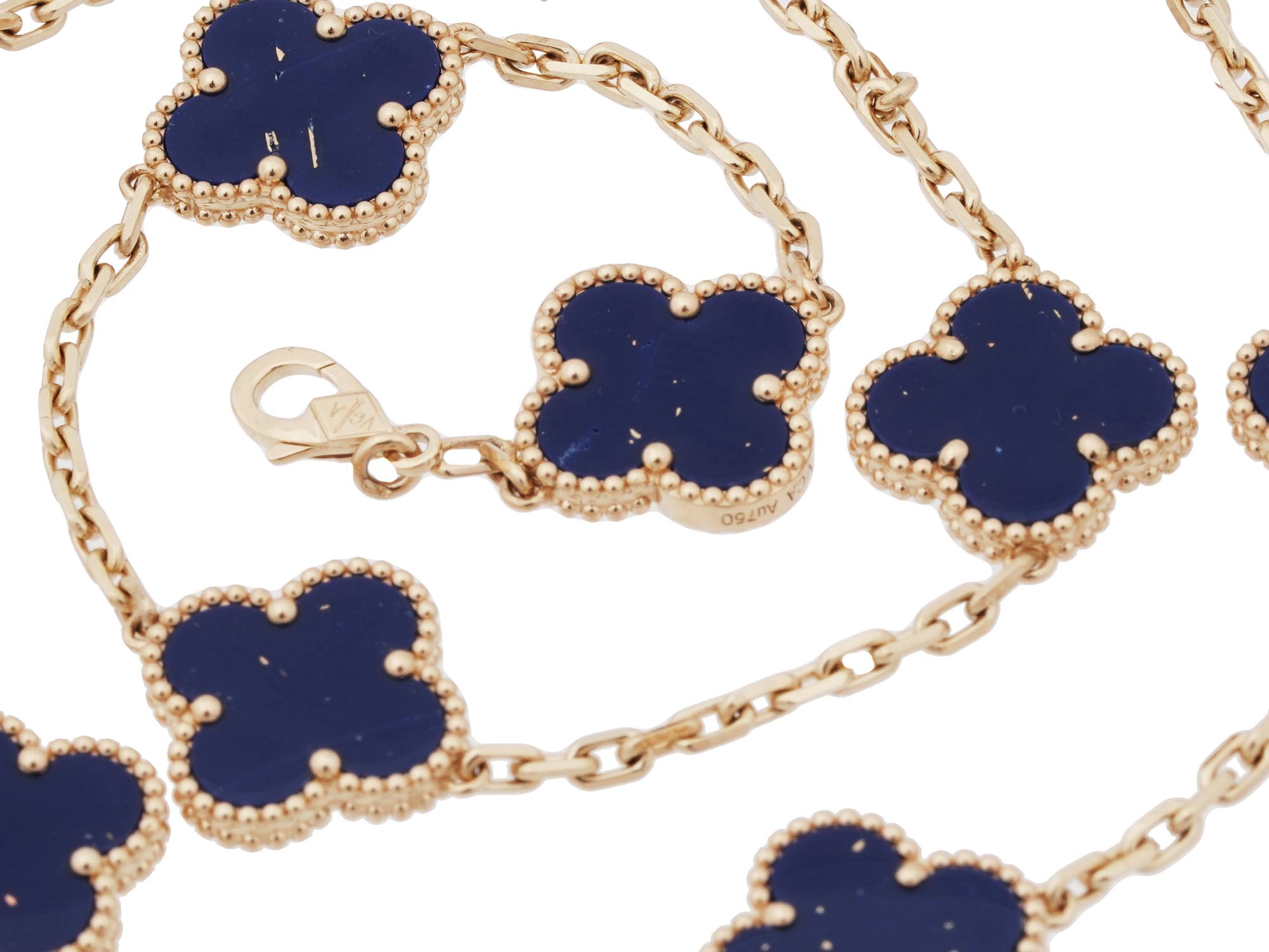 VAN CLEEF ALHAMBRA 18K GOLD ENAMEL NECKLACE PIC-2