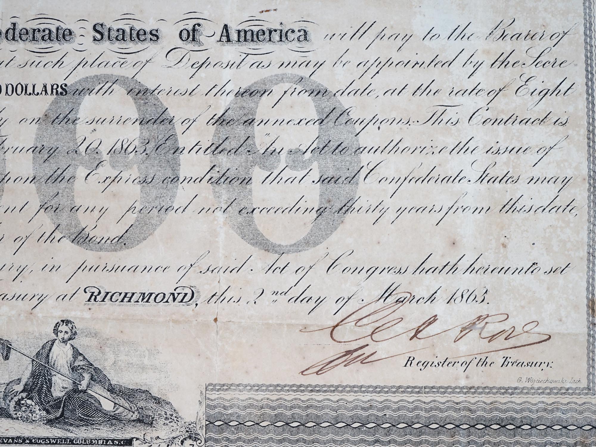 CIVIL WAR ERA CONFEDERATE STATES LOAN BOND SHEET PIC-3