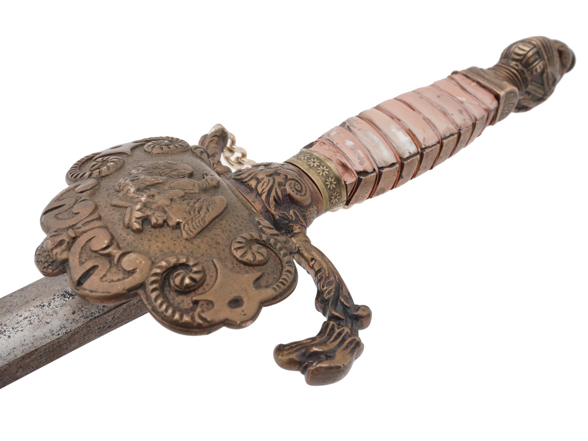 DRESS SWORD WITH KNIGHTS HELMET POMMEL AND CHAIN PIC-5