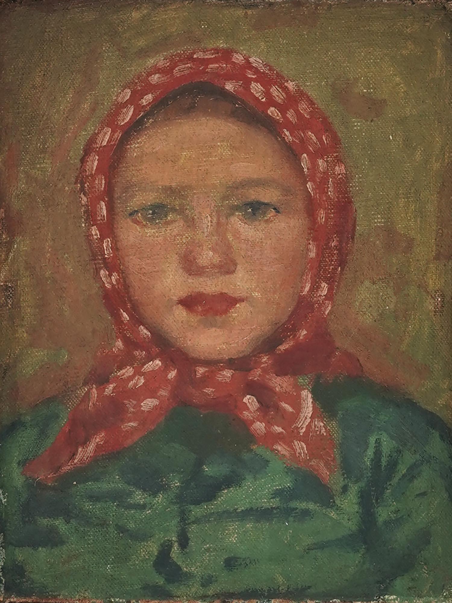 MID CENT RUSSIAN FEMALE PORTRAIT OIL PAINTING PIC-1