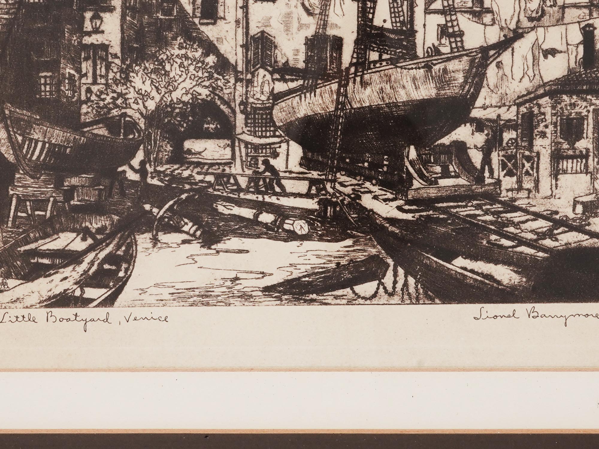 VENETIAN LANDSCAPE ETCHING BY LIONEL BARRYMORE PIC-2