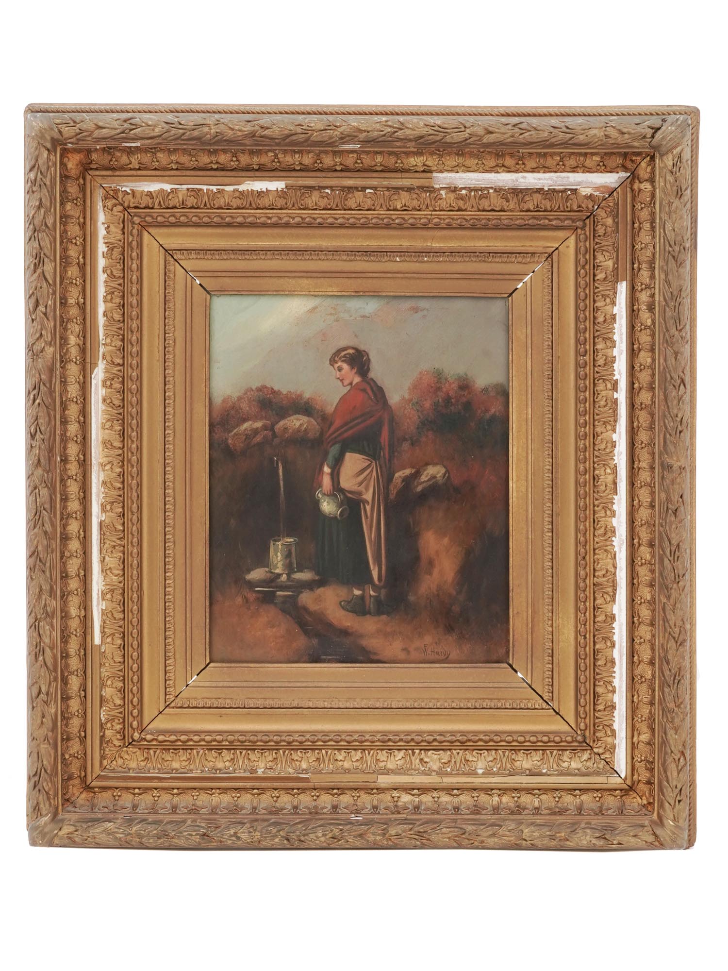 ANTIQUE PORTRAIT OIL PAINTING BY WILLIAM F. HARDY PIC-0