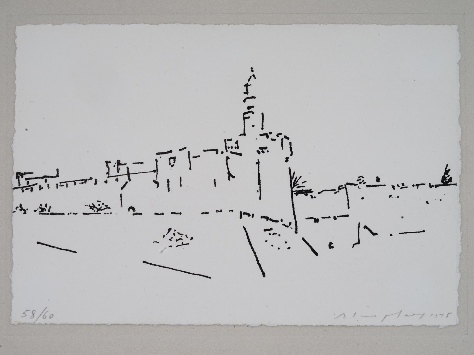 JUDAICA JERUSALEM OLD CITY VIEW LITHOGRAPH SIGNED PIC-1