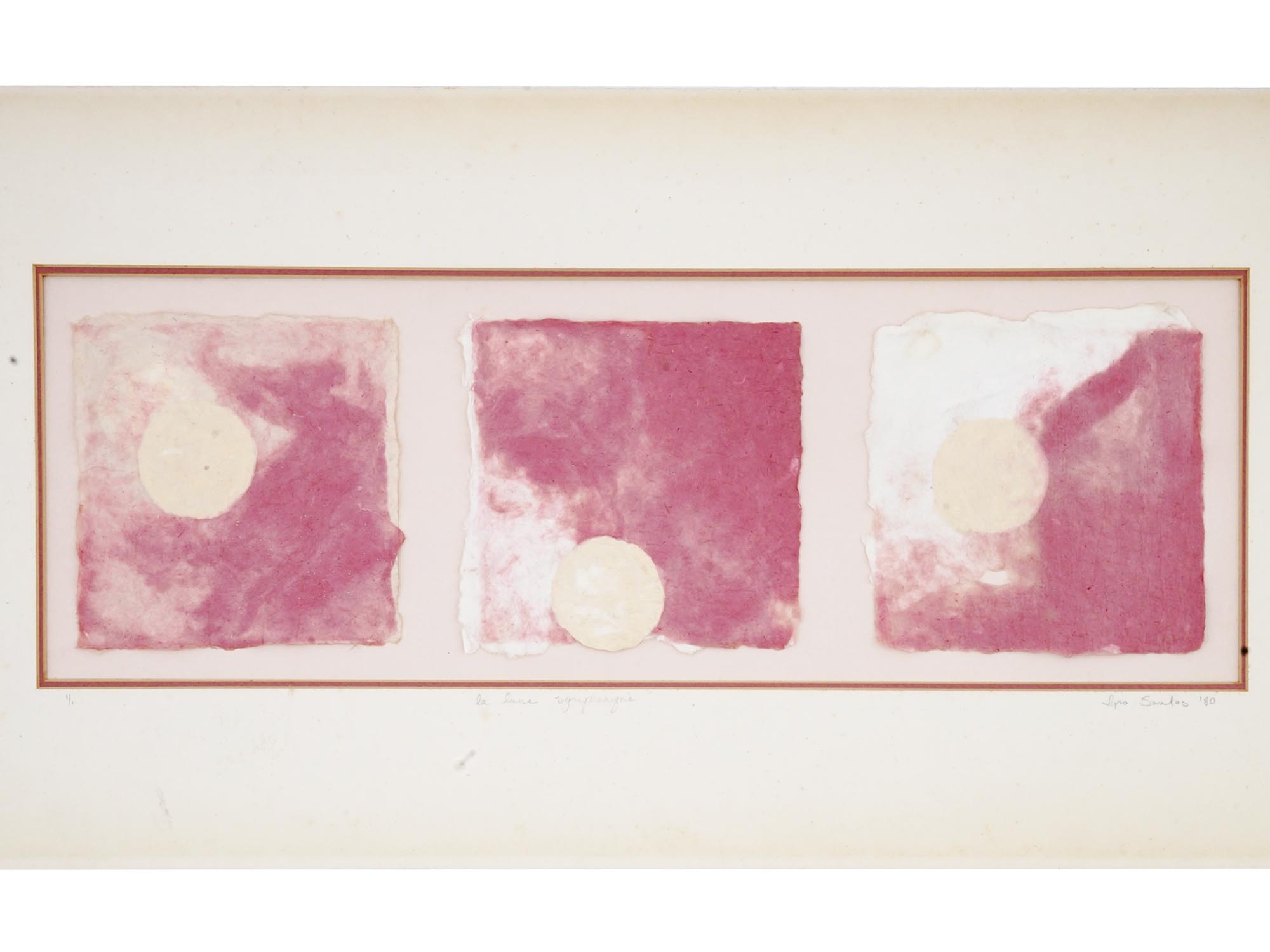 MOON TRIPTYCH MIXED MEDIA PAINTING BY IPO SANTOS PIC-1