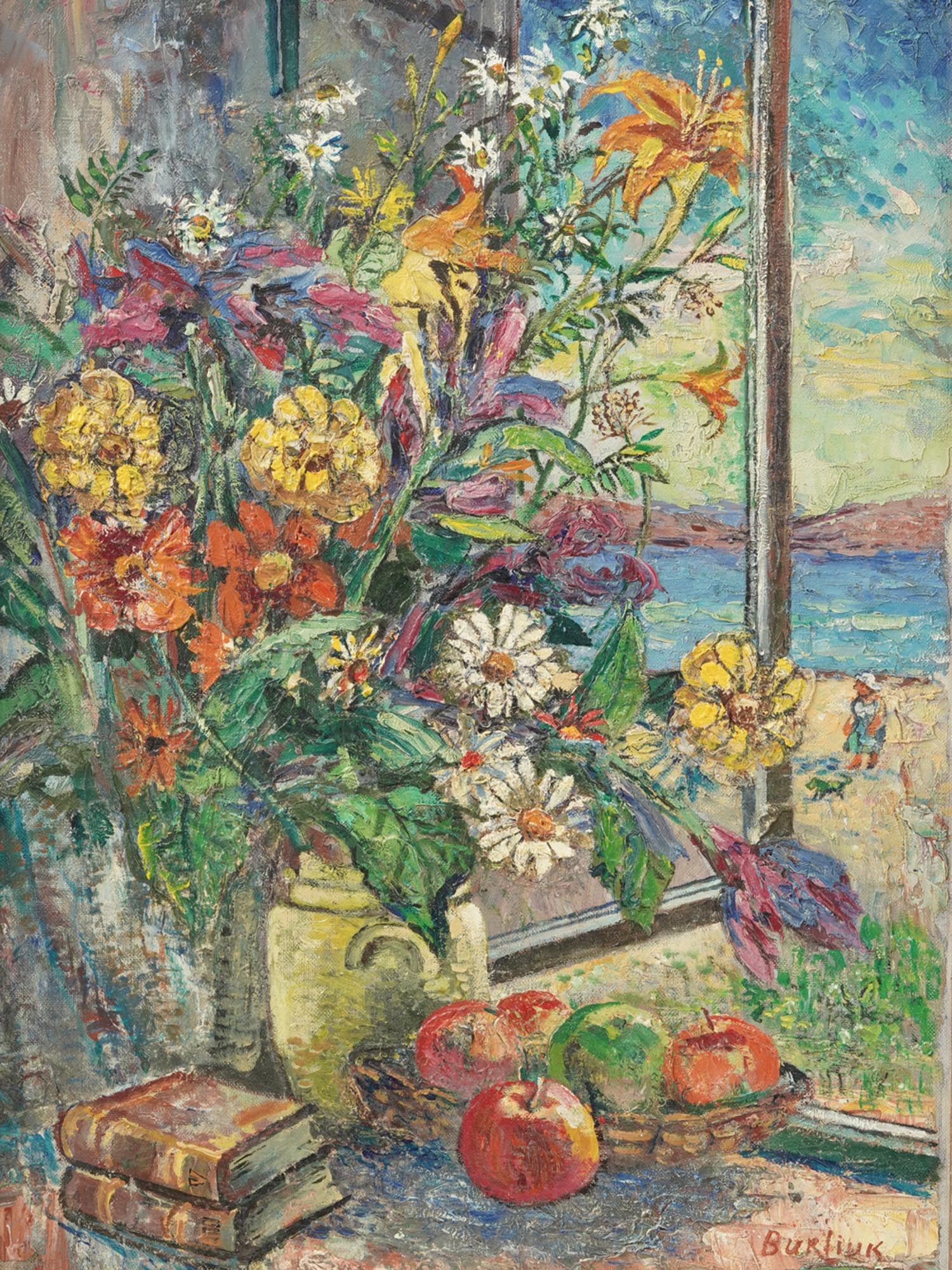 RUSSIAN STILL LIFE OIL PAINTING BY DAVID BURLIUK PIC-1