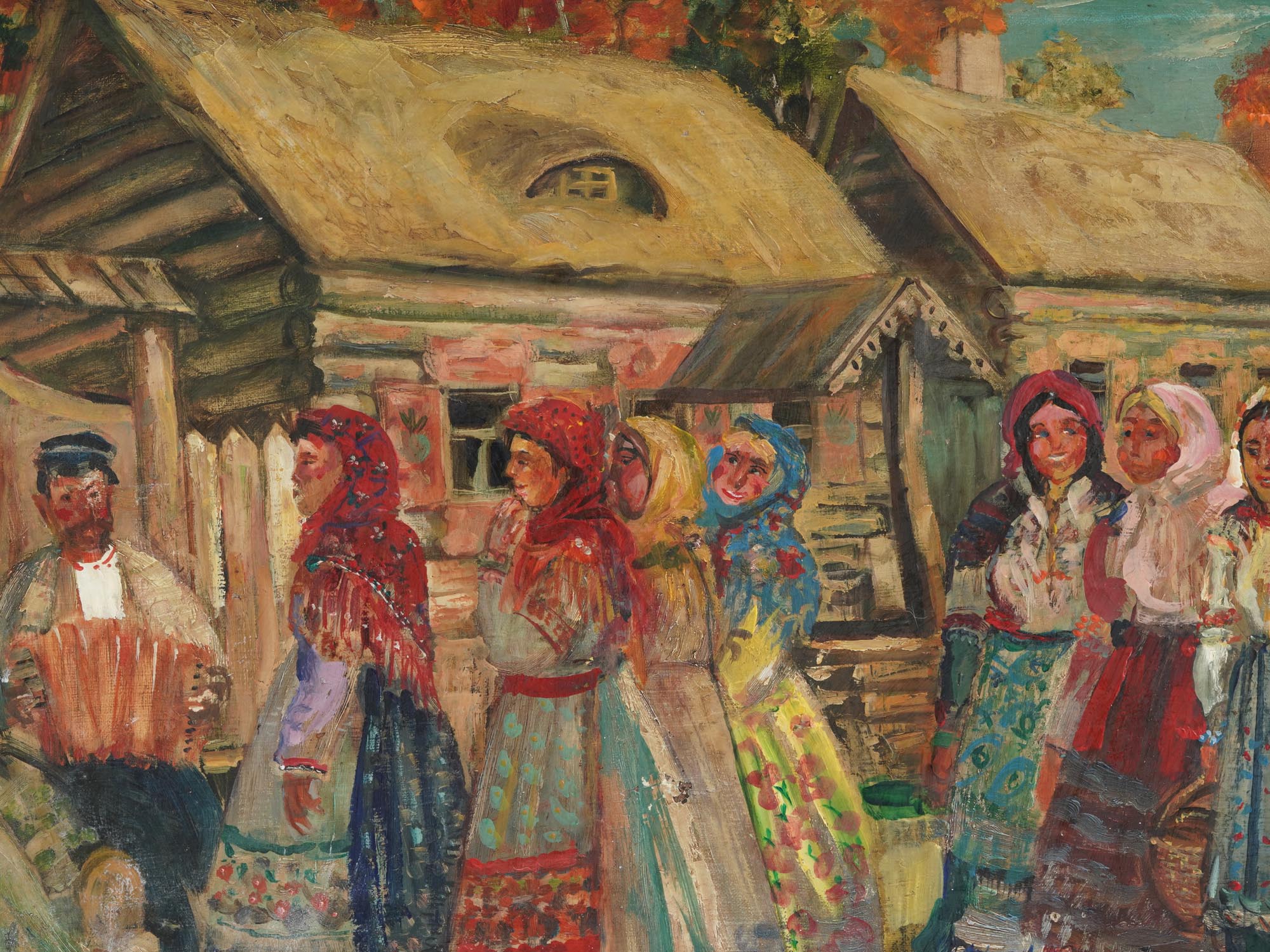 RUSSIAN VILLAGE OIL PAINTING BY ANDREI RIABUSHKIN PIC-2