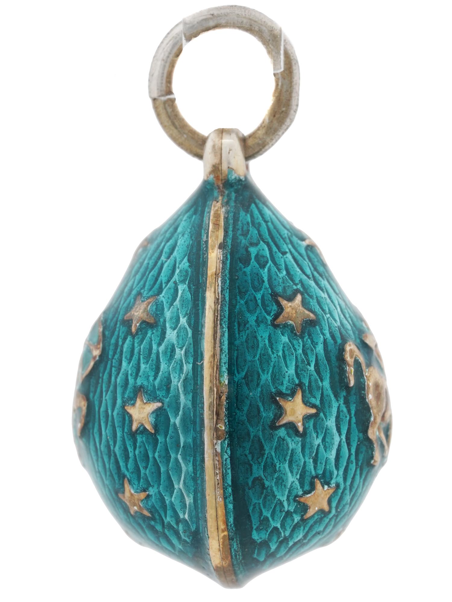 RUSSIAN 84 SILVER ENAMEL SAGITTARIUS EGG PENDANT PIC-2