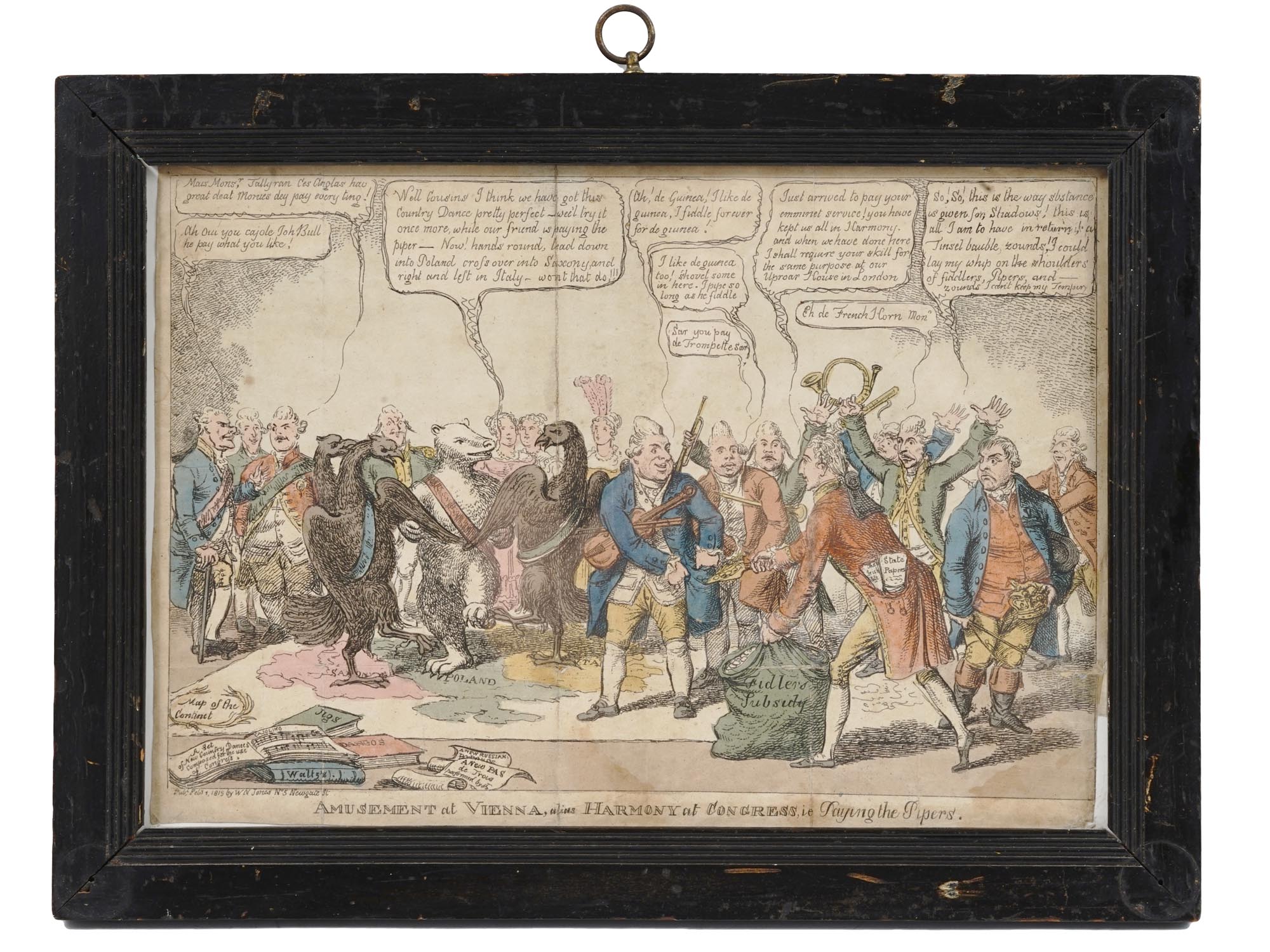 1815 BRITISH SATIRE PRINT AMUSEMENT AT VIENNA PIC-0