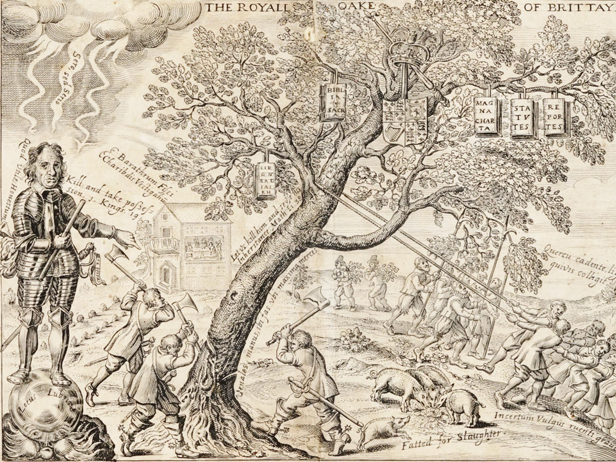1649 BRITISH ETCHING ROYALL OAKE OF BRITTAYNE PIC-1