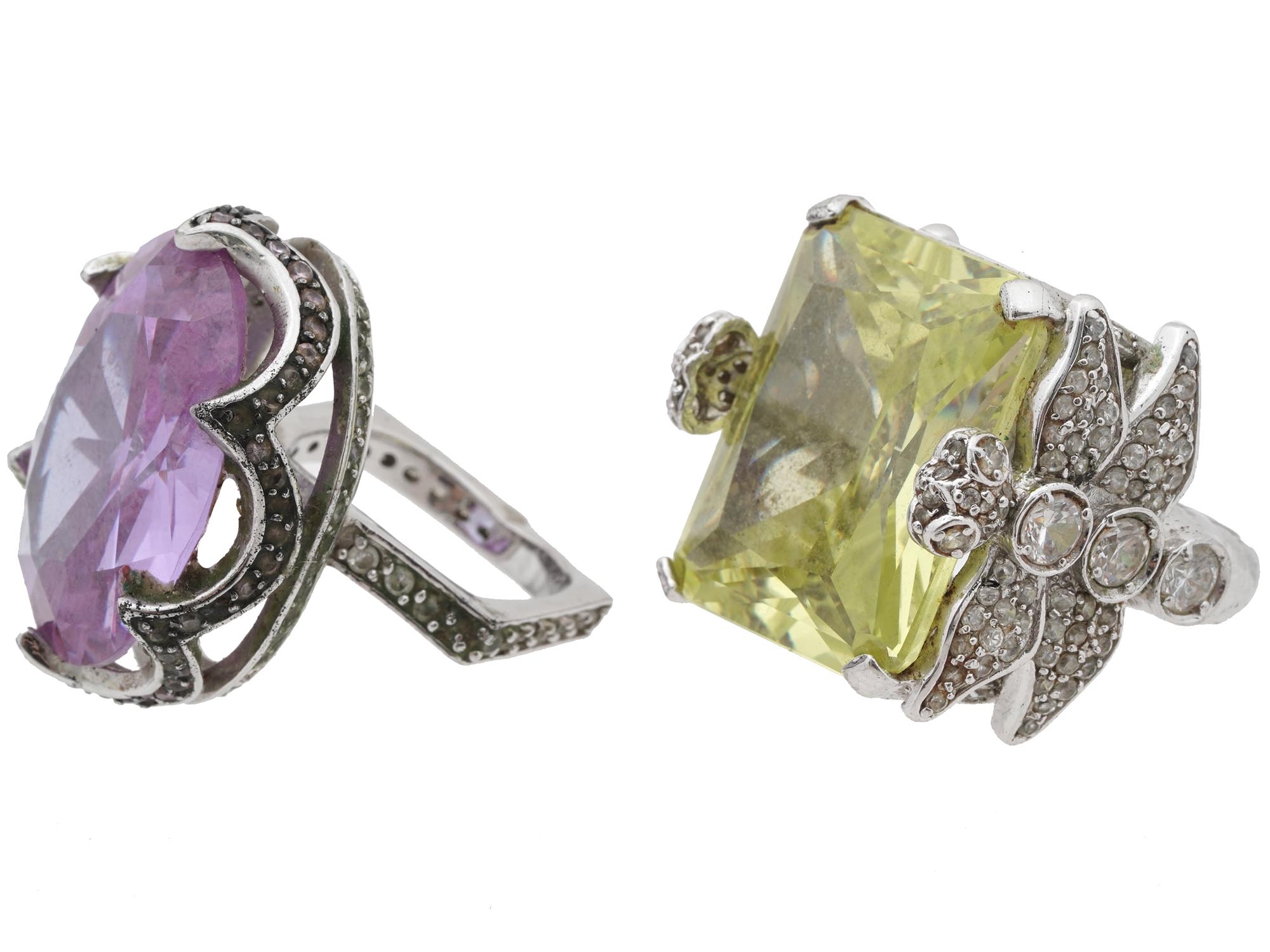 STERLING SILVER RINGS WITH AMETHYST AND CITRINE PIC-1