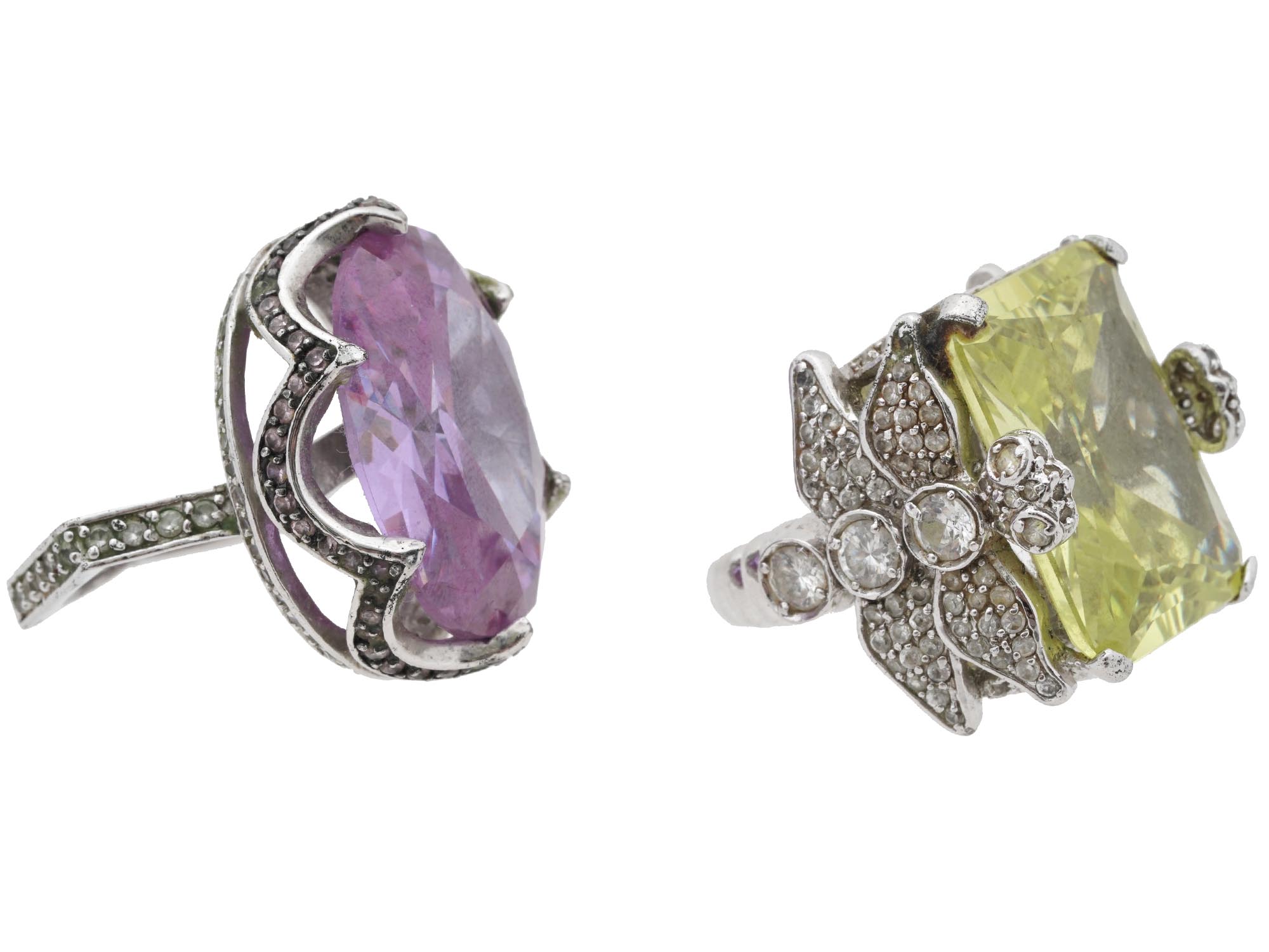 STERLING SILVER RINGS WITH AMETHYST AND CITRINE PIC-2