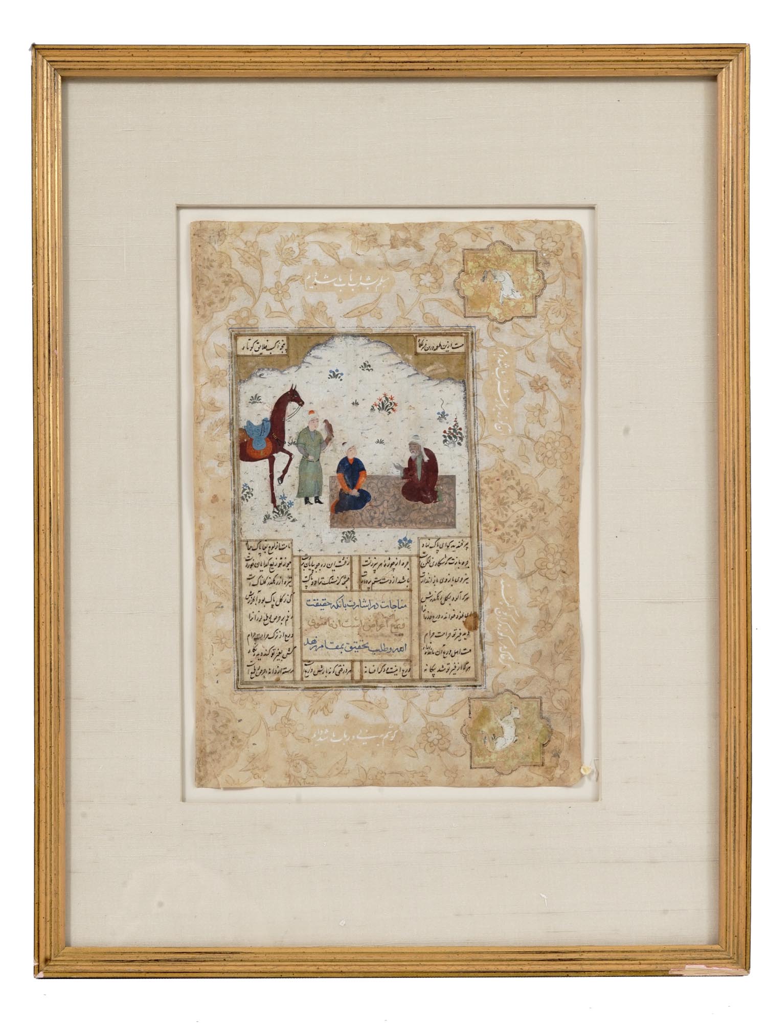 ANTIQUE MINI PERSIAN MUGHAL PAINTING W MANUSCRIPT PIC-0