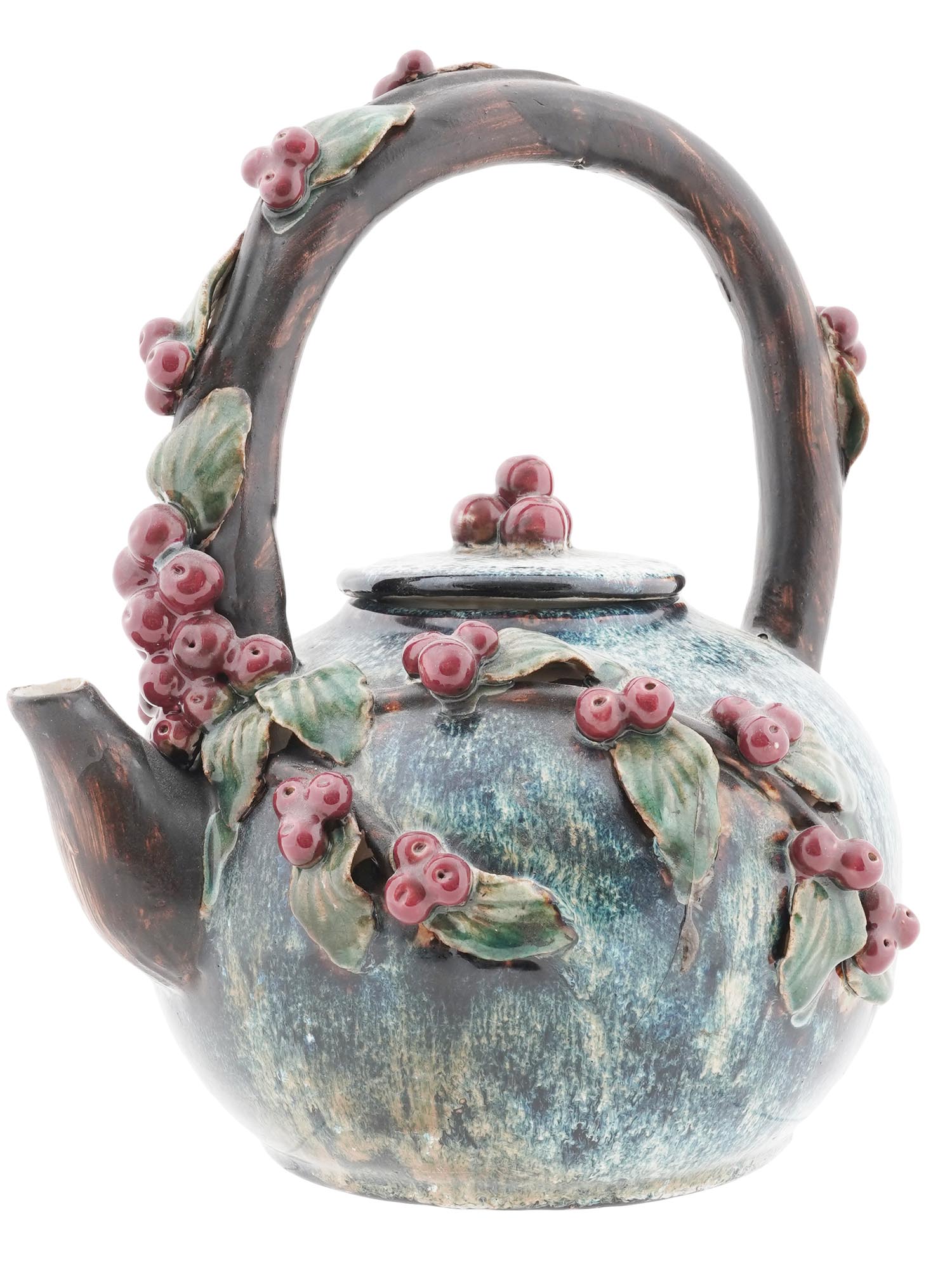 VINTAGE AMERICAN DECORATIVE CERAMIC CHERRY TEAPOT PIC-0