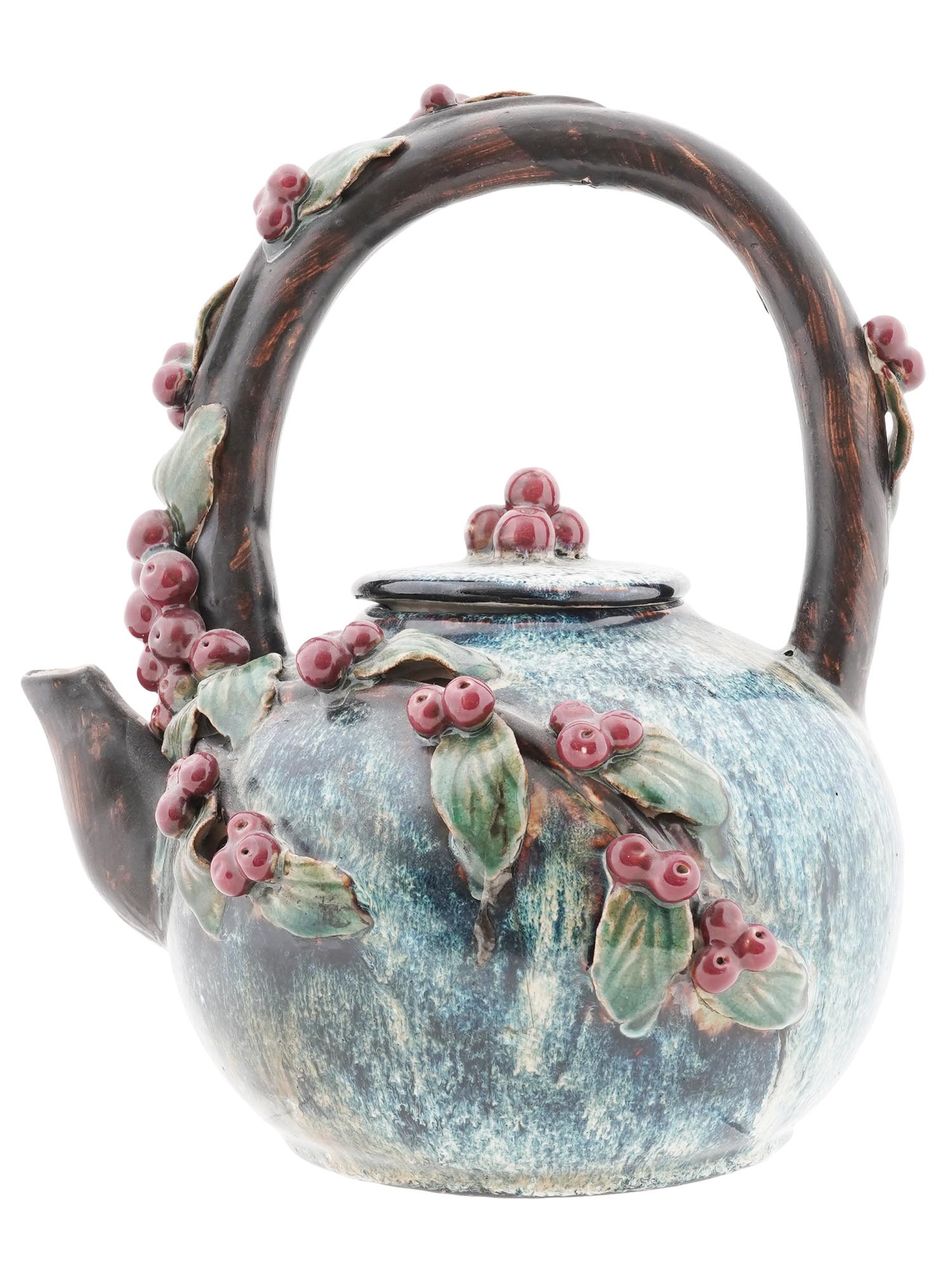 VINTAGE AMERICAN DECORATIVE CERAMIC CHERRY TEAPOT PIC-1