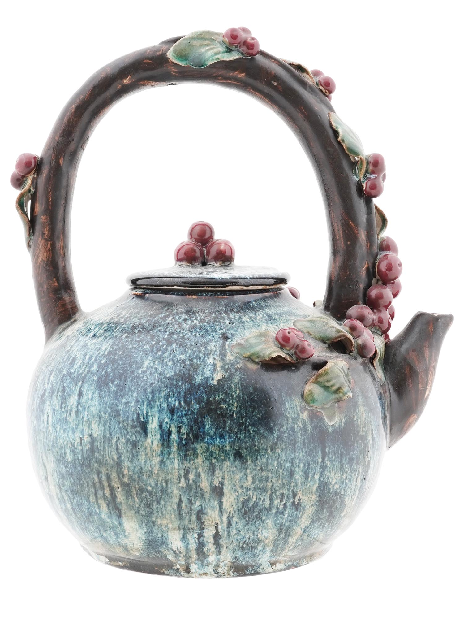 VINTAGE AMERICAN DECORATIVE CERAMIC CHERRY TEAPOT PIC-3