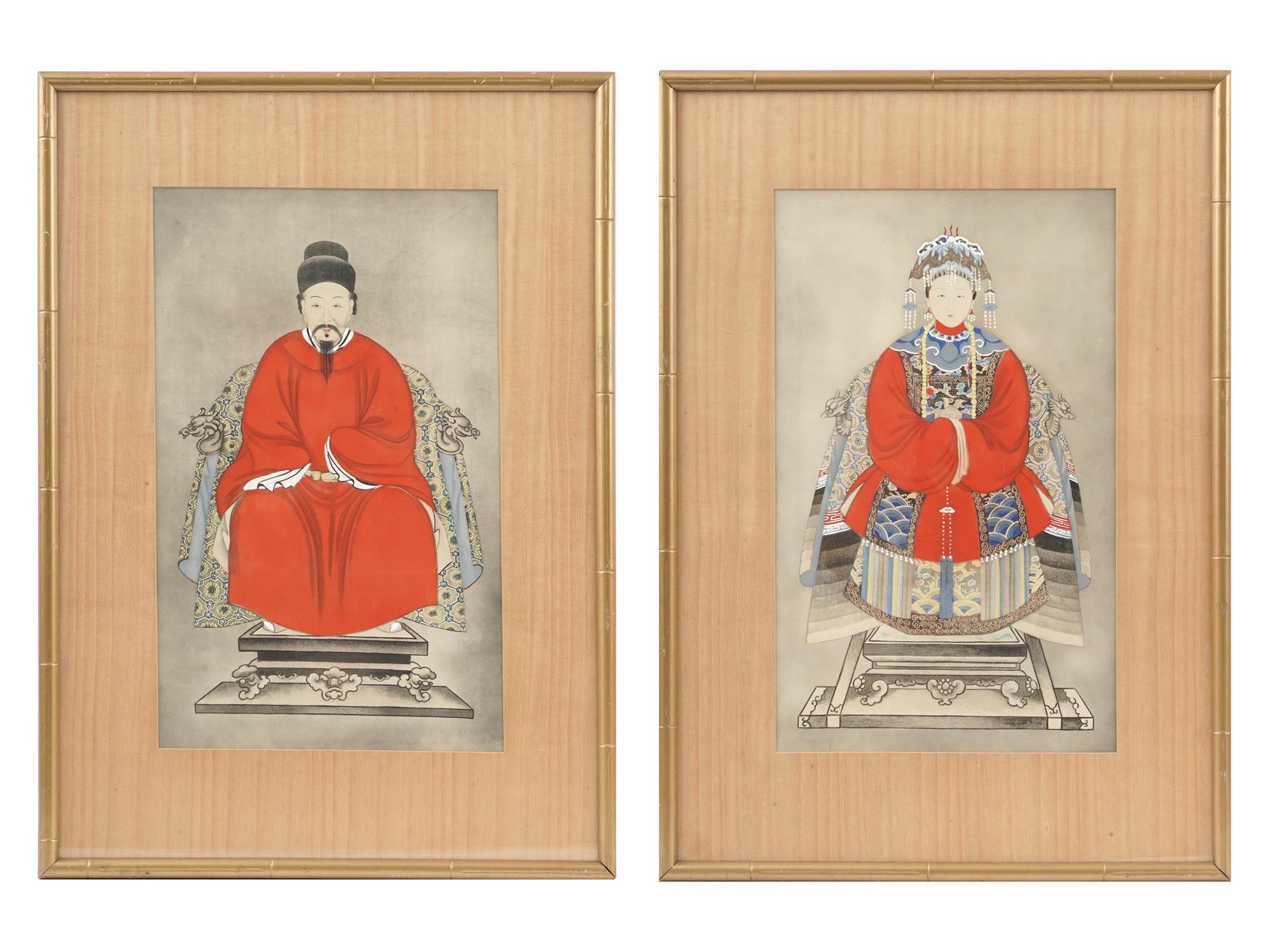 CHINESE QING ANCESTOR PORTRAIT GOUACHE PAINTINGS PIC-0