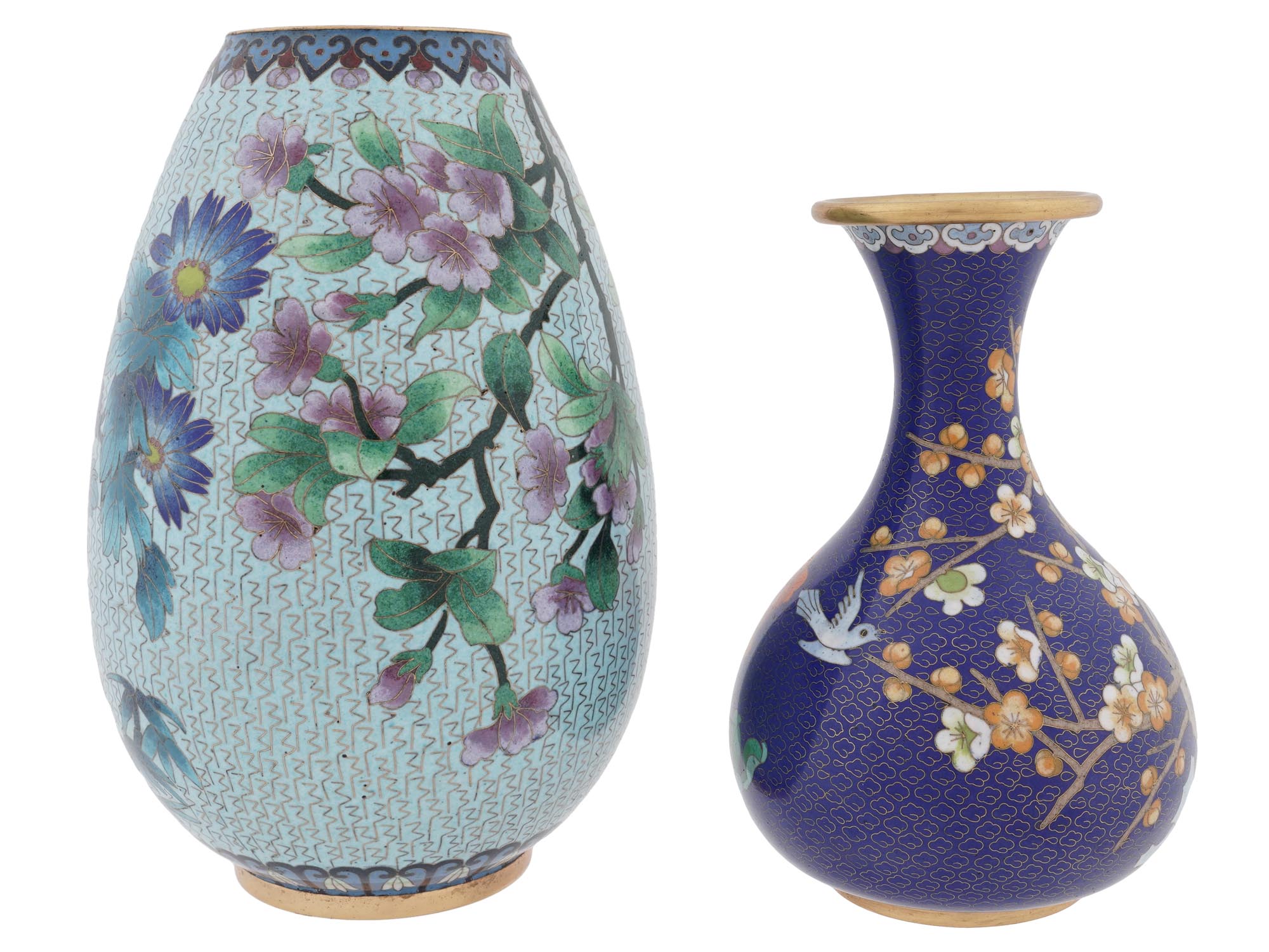 MID CENTURY CHINESE CLOISONNE ENAMEL VASES PIC-1