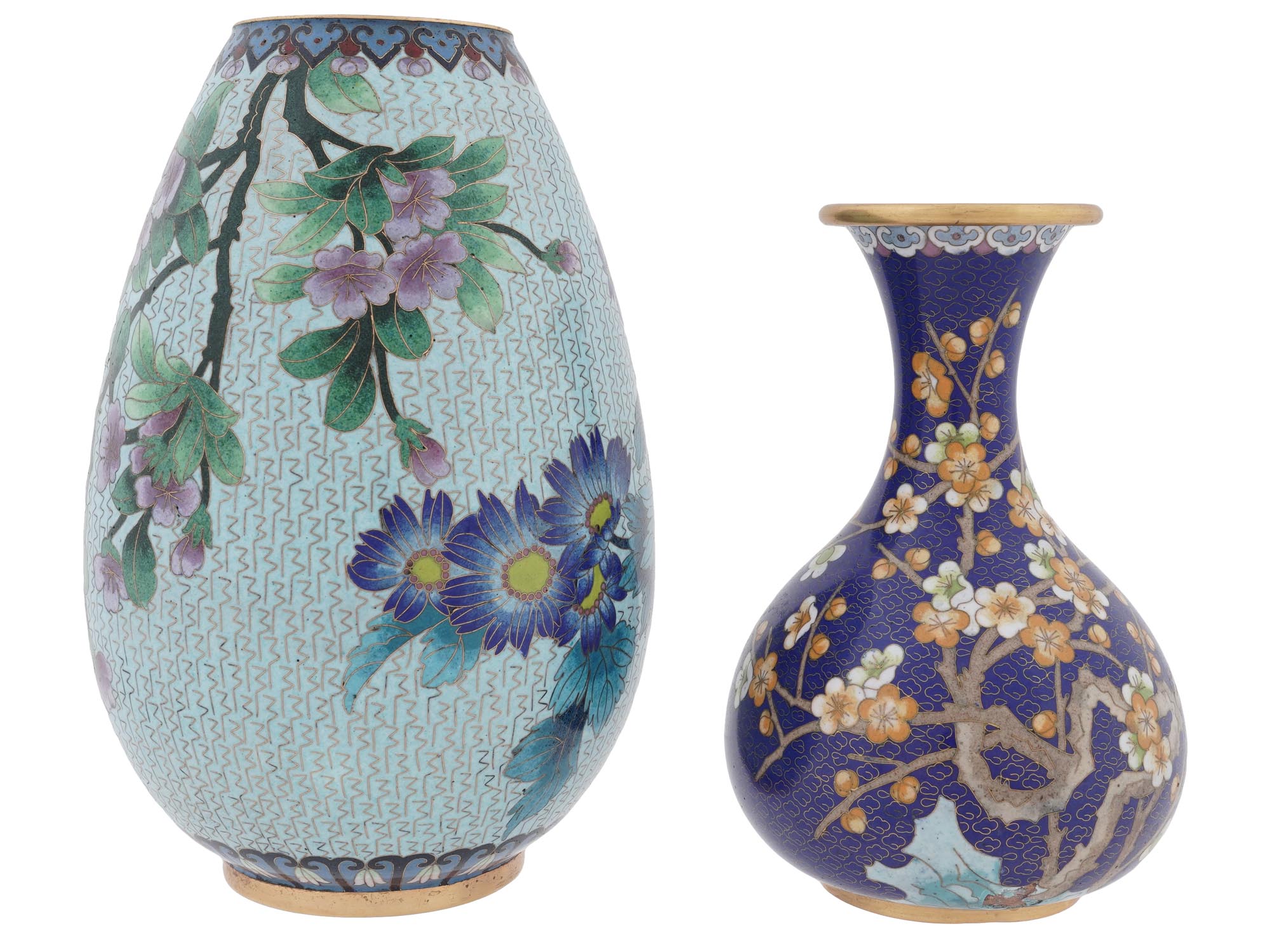 MID CENTURY CHINESE CLOISONNE ENAMEL VASES PIC-2