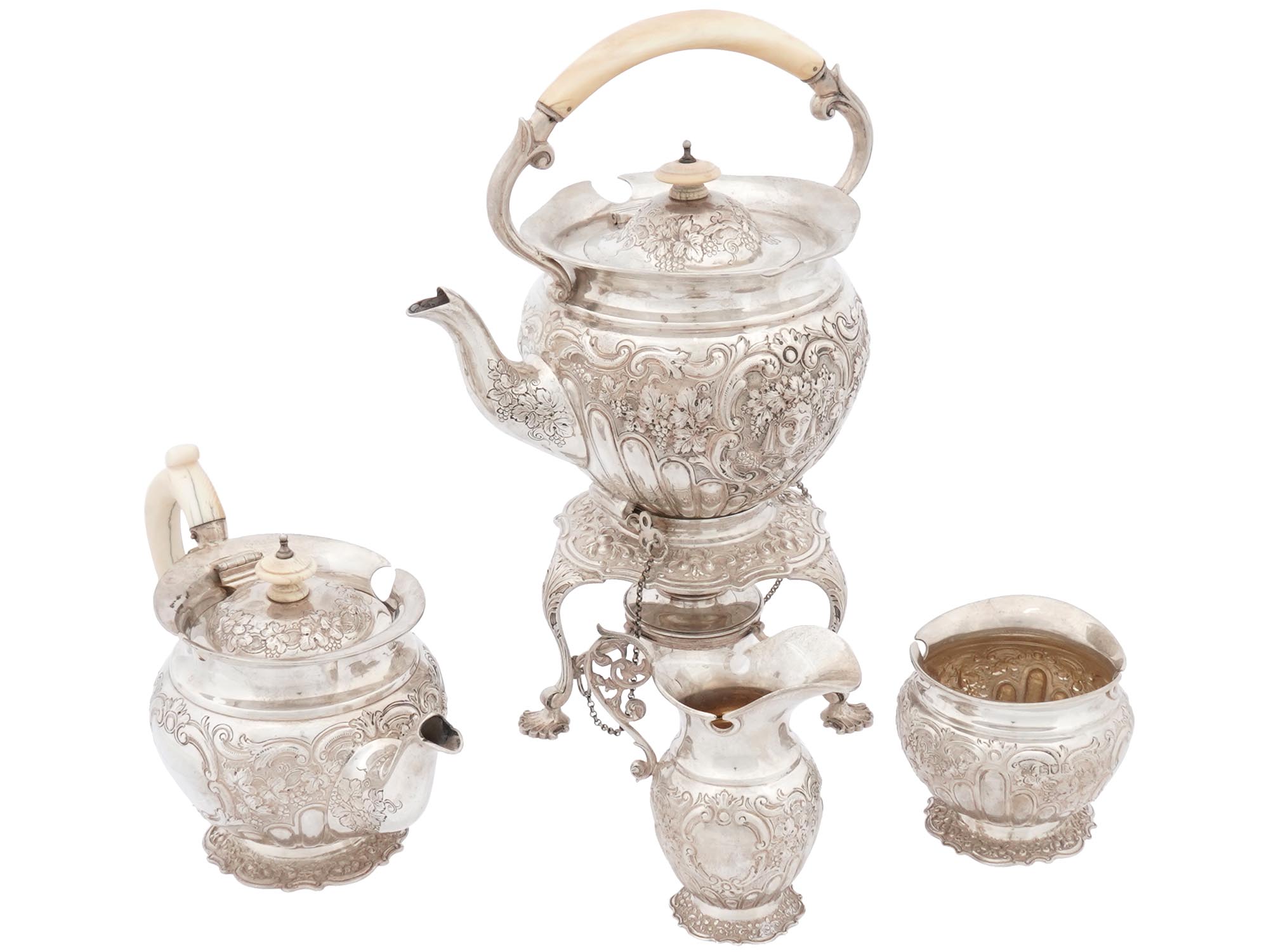 FOUR PIECE ENGLISH VICTORIAN STERLING SILVER TEA SERVICE PIC-0