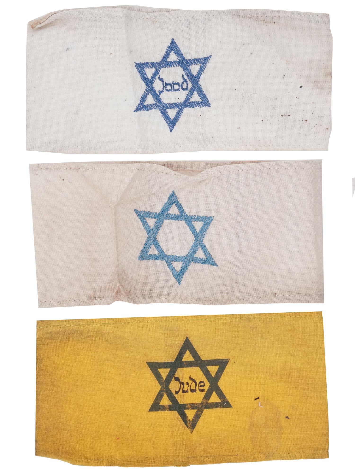 WWII HOLOCAUST JEWISH GHETTO ARMBANDS, 3 PCS PIC-0