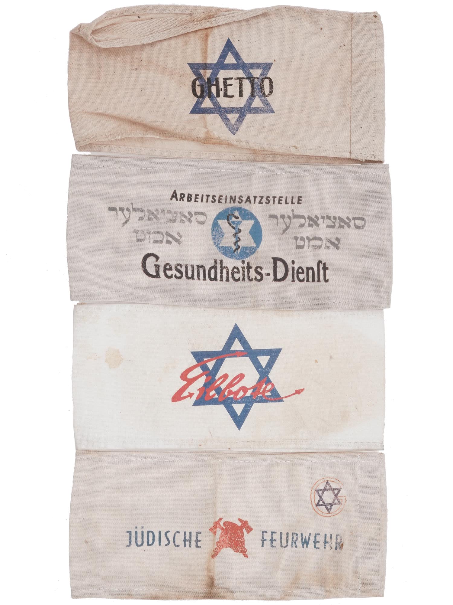 WWII HOLOCAUST JEWISH GHETTO ARMBANDS, 4 PCS PIC-0