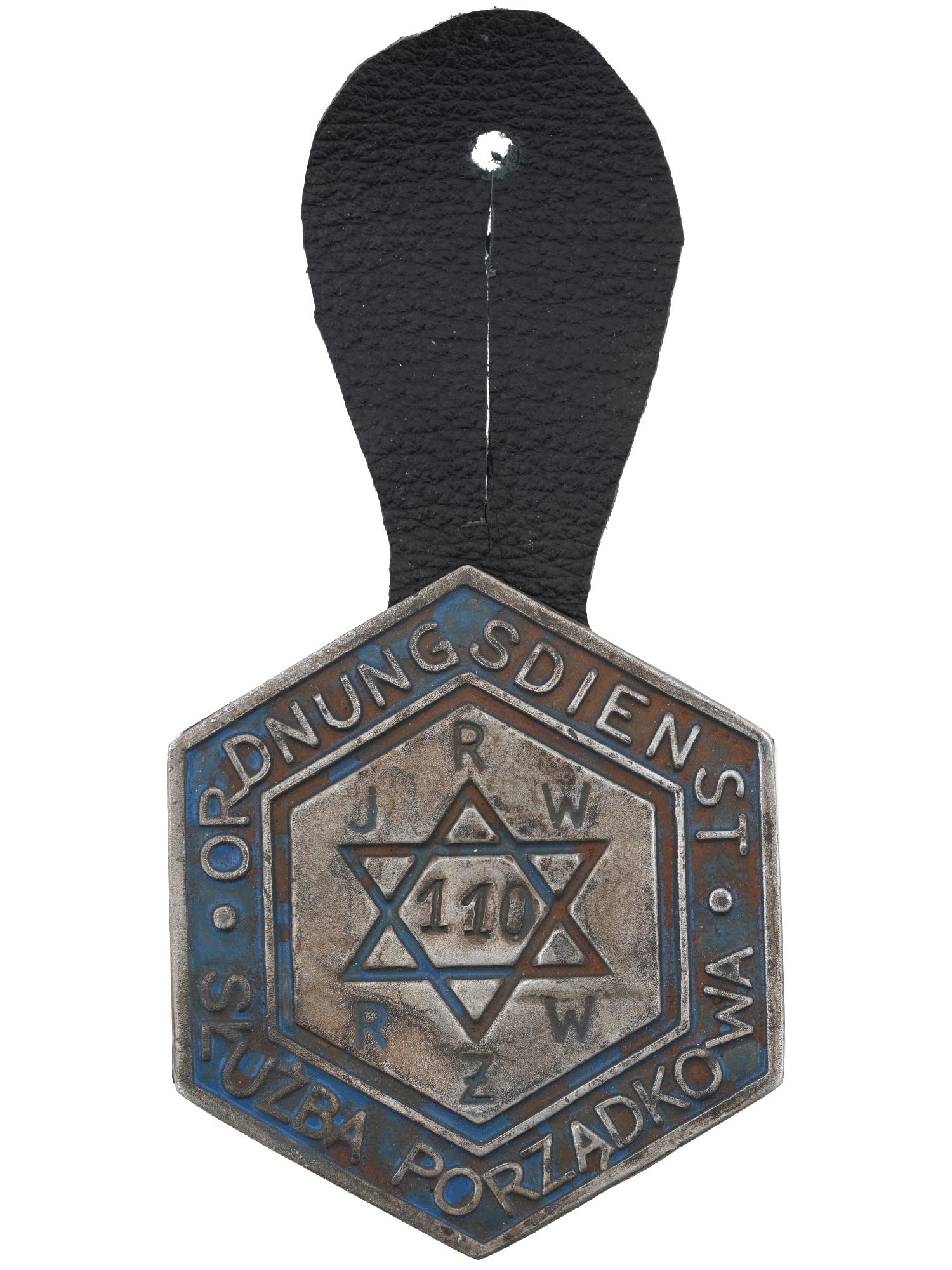 PAIR OF WWII WARSAW JEWISH GHETTO POLICE BADGES PIC-1