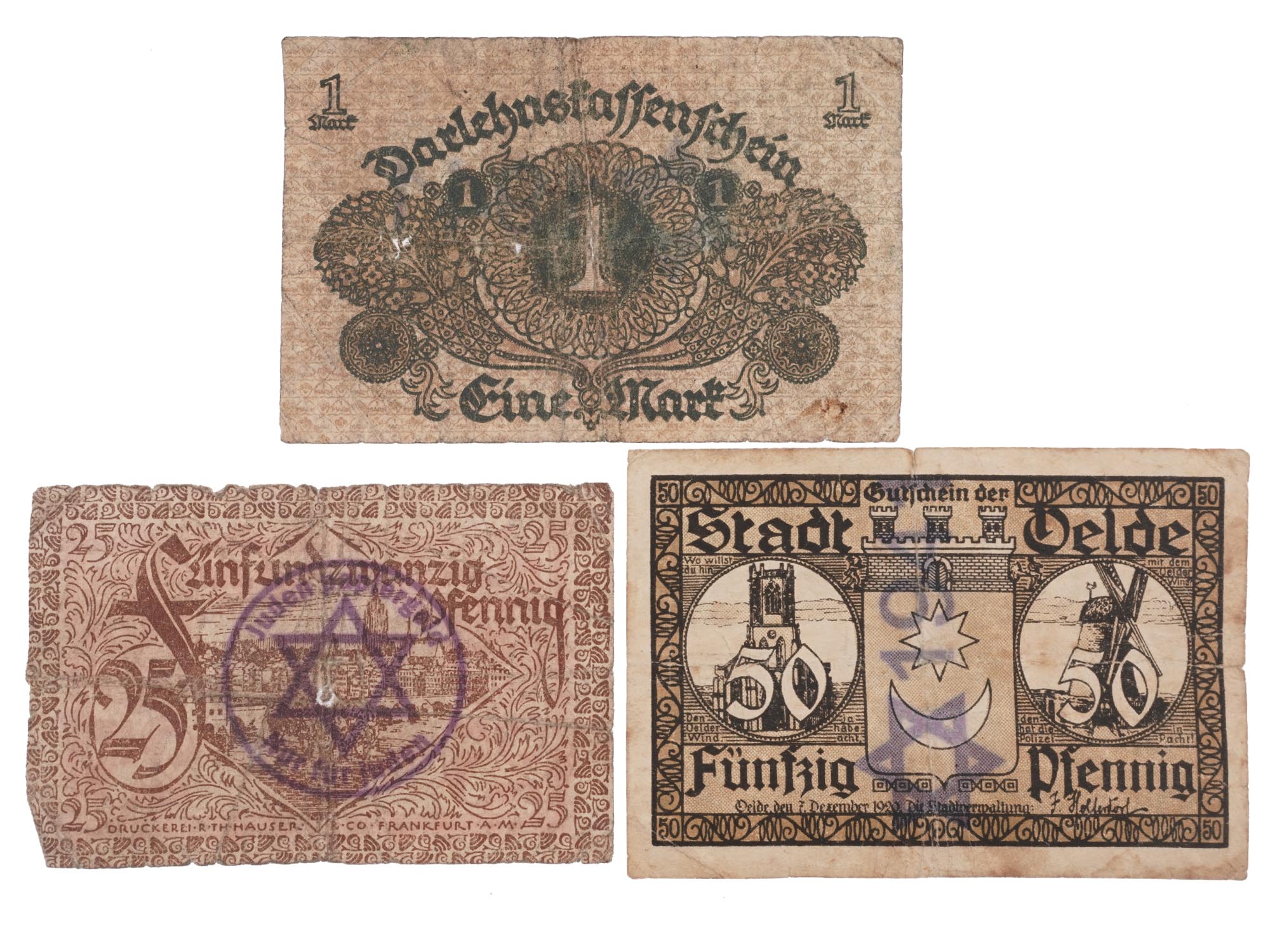 11 WWII EUROPEAN BANKNOTES W ANTISEMITIC STAMPS PIC-6